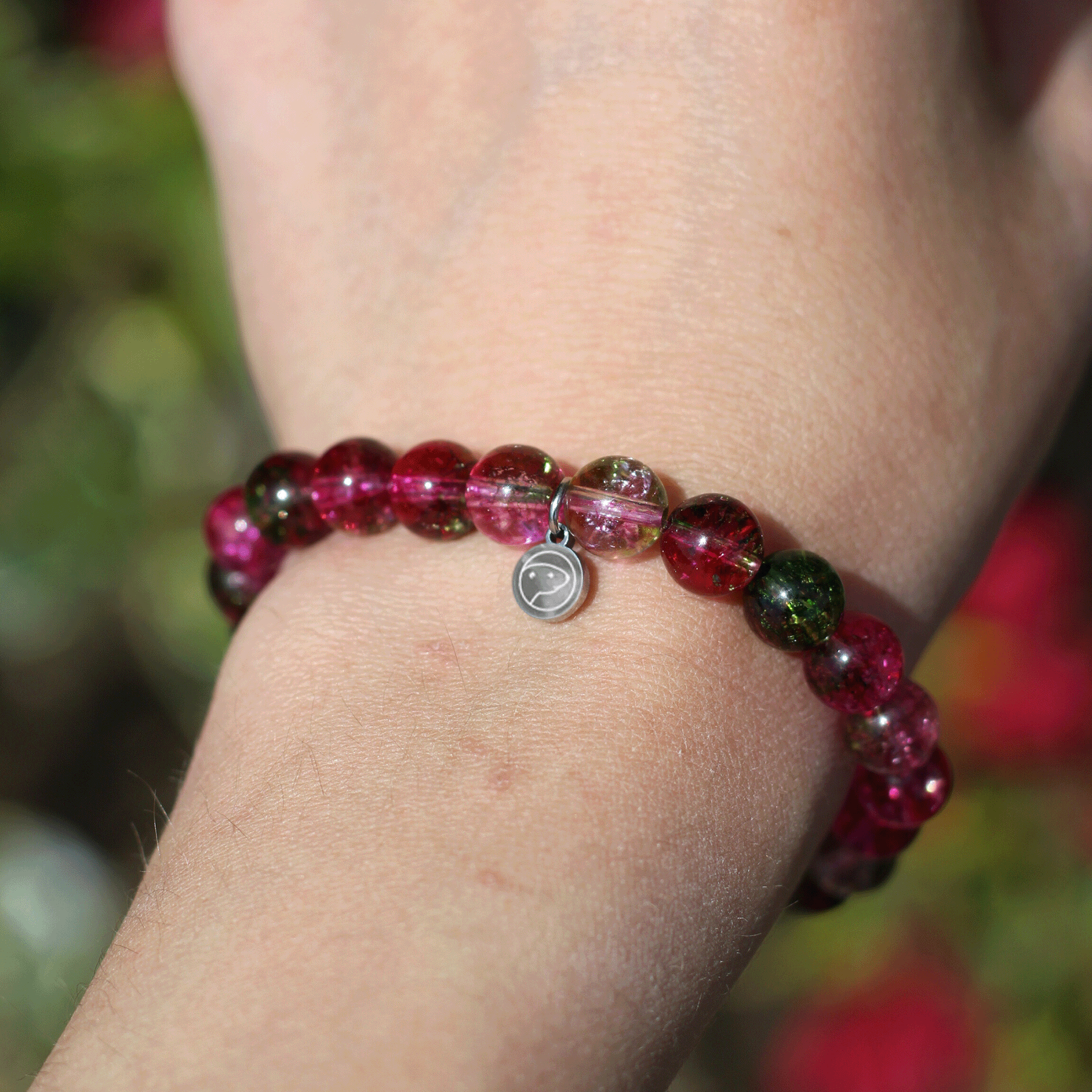 Natural Watermelon Chalcedony Beaded Bracelet for Women | Healing Crystal Jewelry for Meditation, Yoga & Spiritual Balance