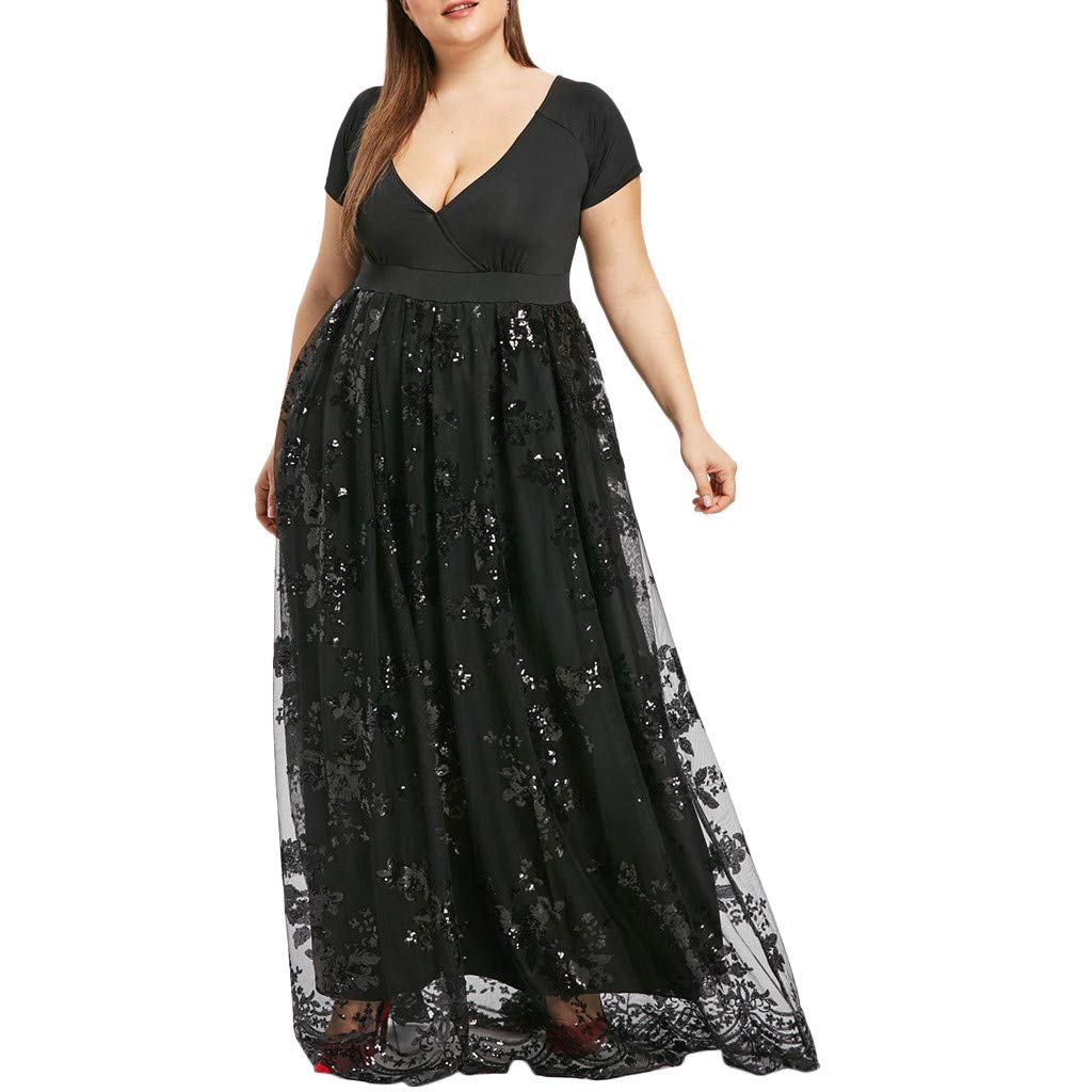 Plus Size Summer Maxi Dress for Women - Elegant Lace Casual Long Dress for Wedding Guest, Evening Cocktail Party & Special Occasions