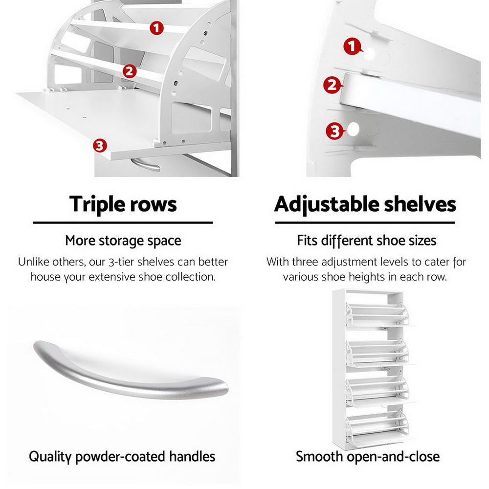 60 Pair Shoe Storage Cabinet - Space Saving Shoe Rack Organizer with Drawers for Closet, Entryway & Bedroom Organization