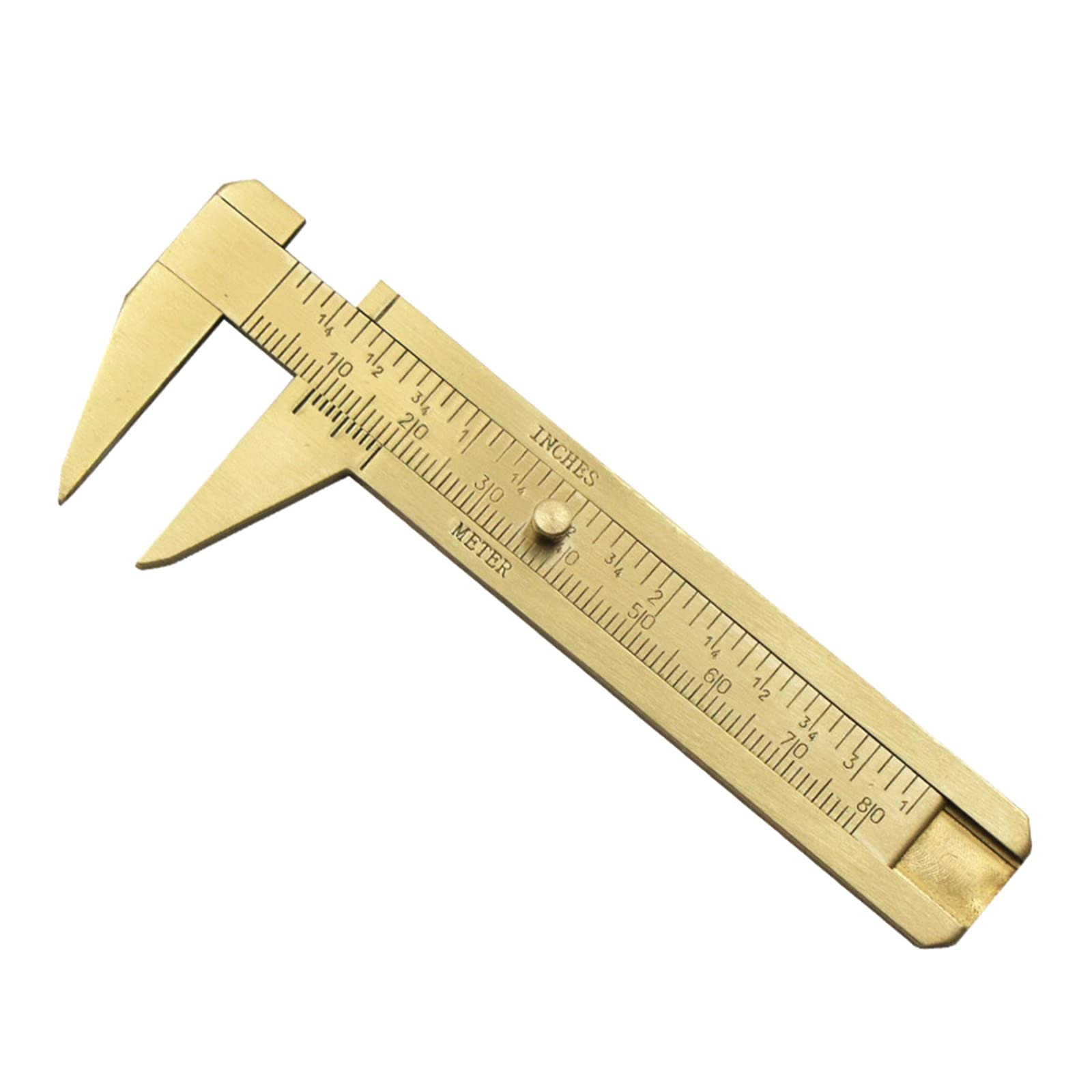 80mm Brass Sliding Vernier Caliper - Dual Metric & Inch Scale Jewelry Measuring Tool for Beads, Wires & Crafting - Golden Retro Design for Precision DIY & Jewelry Making