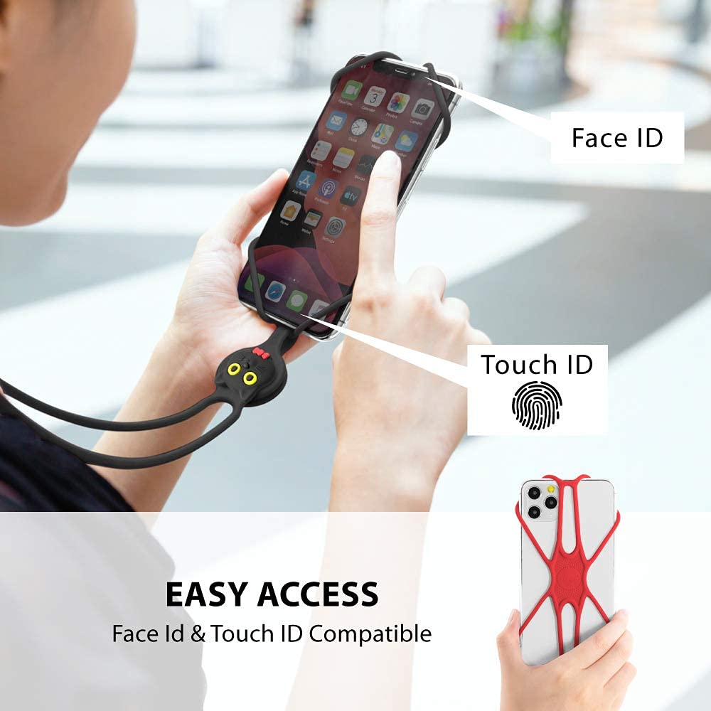 Adjustable Silicone Lanyard Phone Strap - Universal Neck Phone Holder for iPhone, Samsung & Most Smartphones (Red) | Hands-Free Convenience for Work, Travel & Outdoor Activities