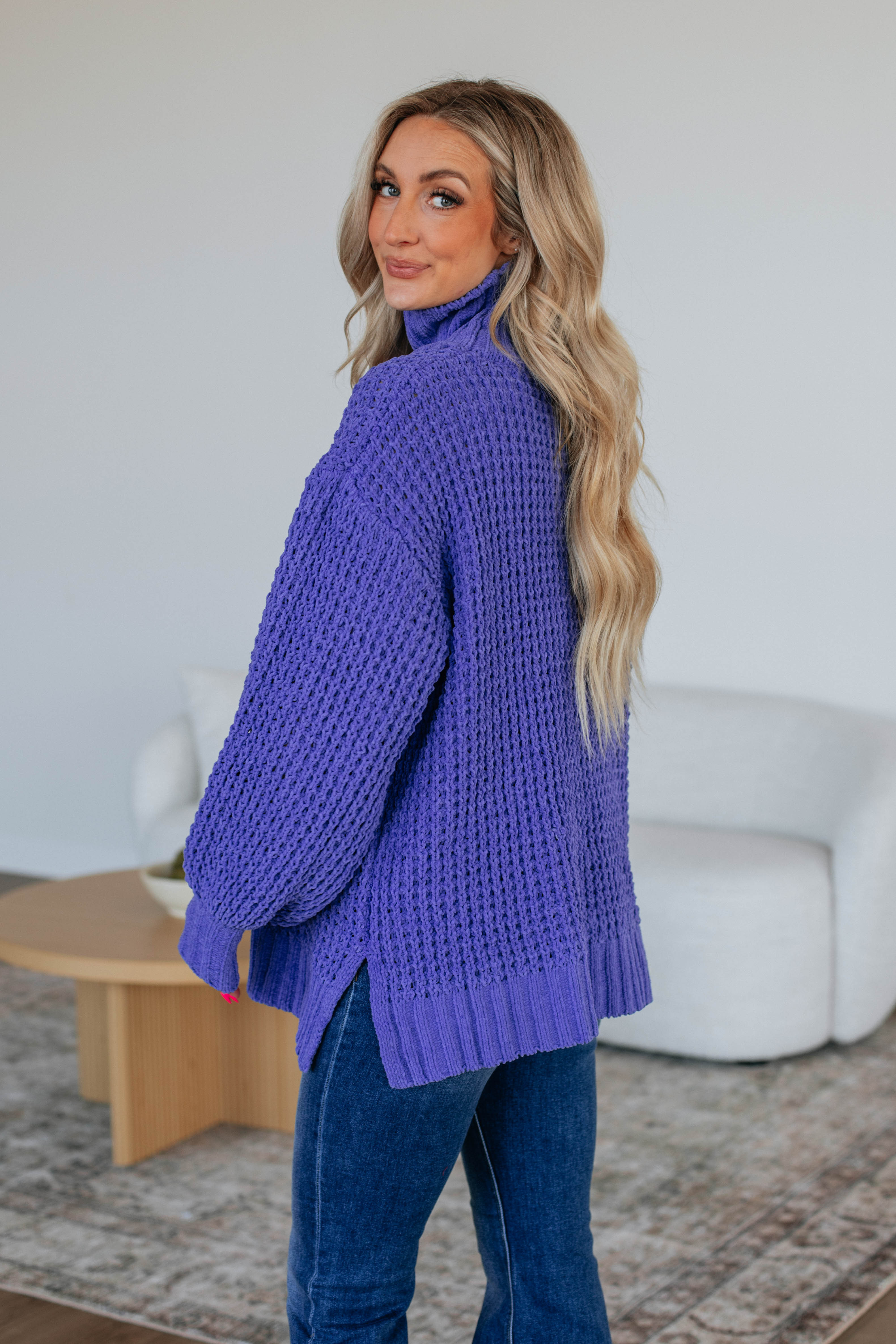 Jadea Oversized Sweater Women's Soft Knit Pullover Periwinkle Blue | Cozy Winter Fashion for Casual Outings & Lounge Wear