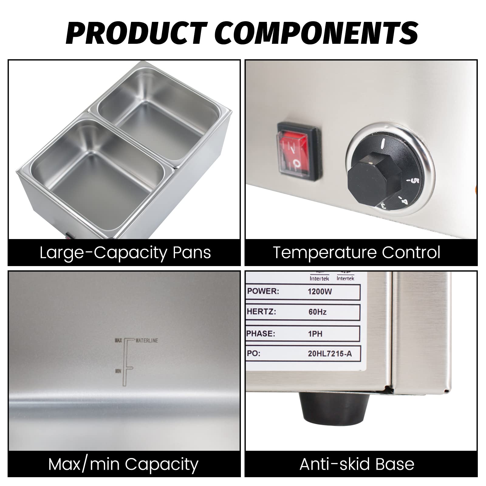 Commercial Food Warmer - 2-Pan Electric Steam Table with Temperature Control & Lids, 1200W Buffet Bain Marie for Restaurants, Catering & Events - Keeps Food & Sauces Hot (10.6 QT/Pan, 120V) - Perfect for Buffets, Banquets, and Food Service Stations