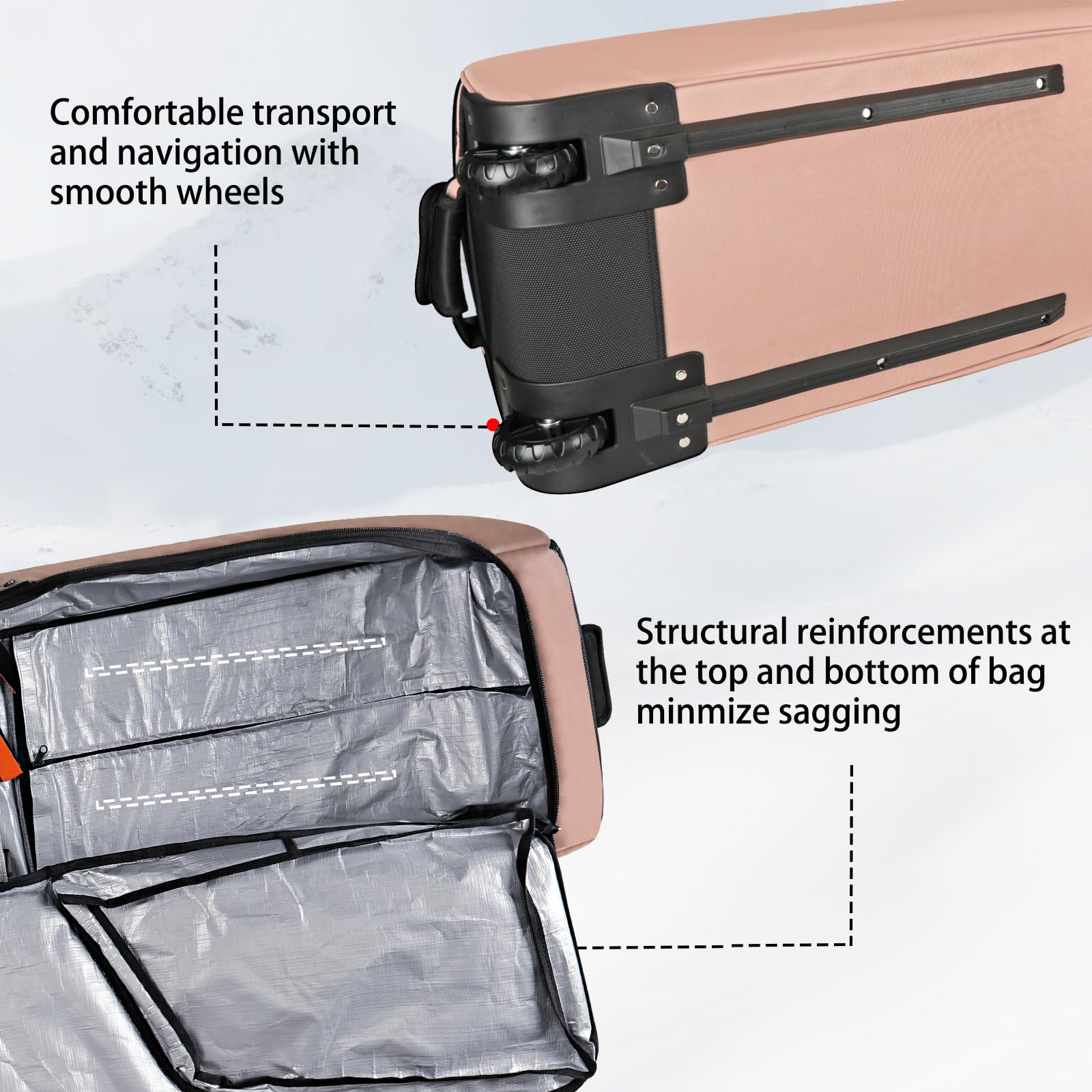 **Goloni Wheeled Ski and Snowboard Travel Bag - 600D Waterproof Padded Ski Carrier for Air Travel - Fits 2 Pairs of Skis - Foldable Design for Easy Storage - Perfect for Winter Vacations & Mountain Trips**