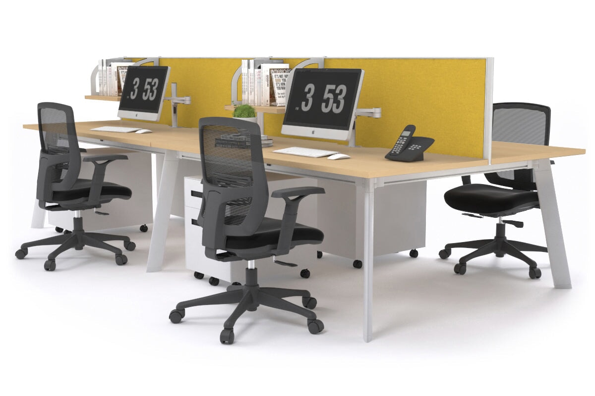4-Person Workstation with White Frame - 1800L x 700W Office Desk for Collaborative Workspaces | Perfect for Team Projects, Coworking Spaces & Open Office Layouts