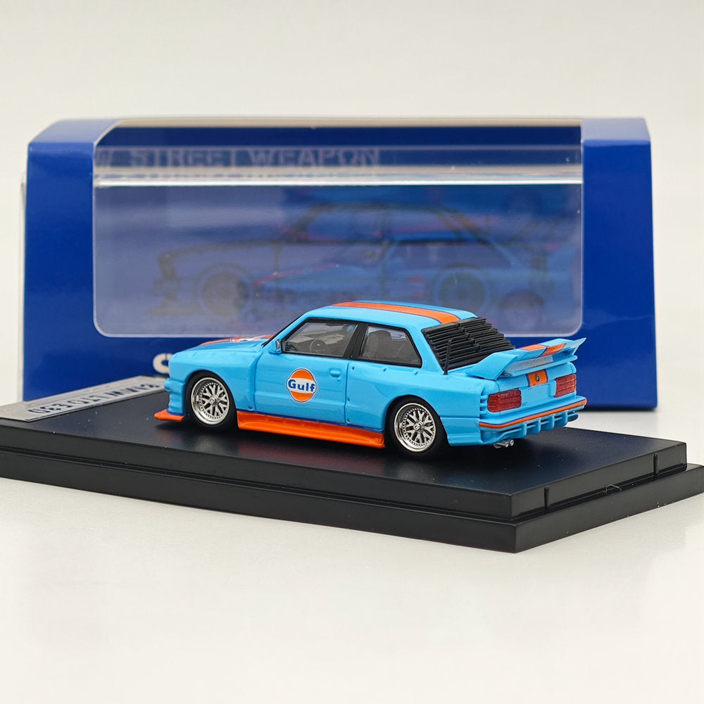 1/64 Scale Street Weapon SW BMW LTO E30 M3 Gulf Blue Diecast Model Car - Collectible Miniature Vehicle for Display, Gifts & Racing Enthusiasts