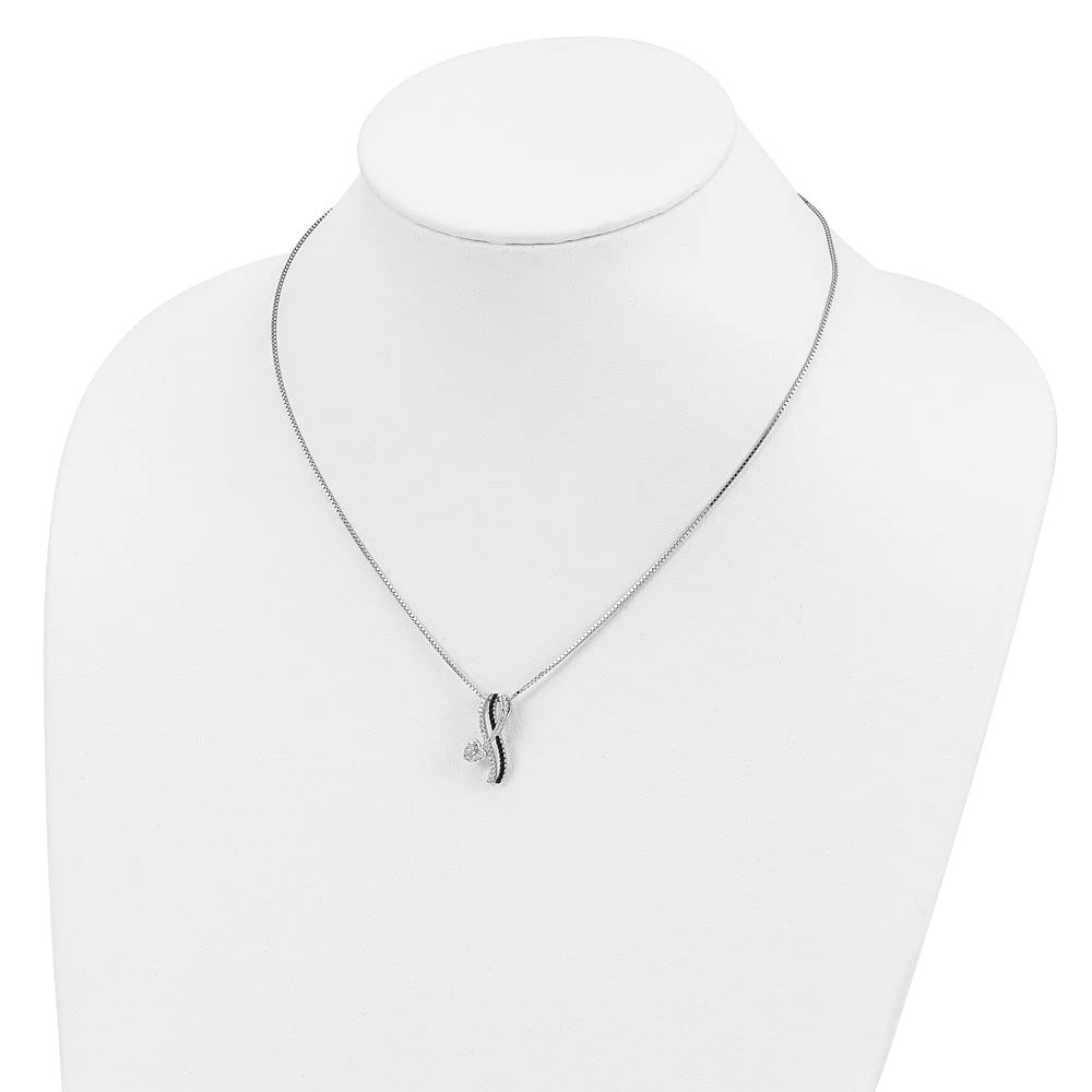 925 Sterling Silver Black Spinel & Cubic Zirconia Heart Necklace - Elegant Women's Fine Jewelry Gift for Valentine's Day, Anniversary & Birthday | 18