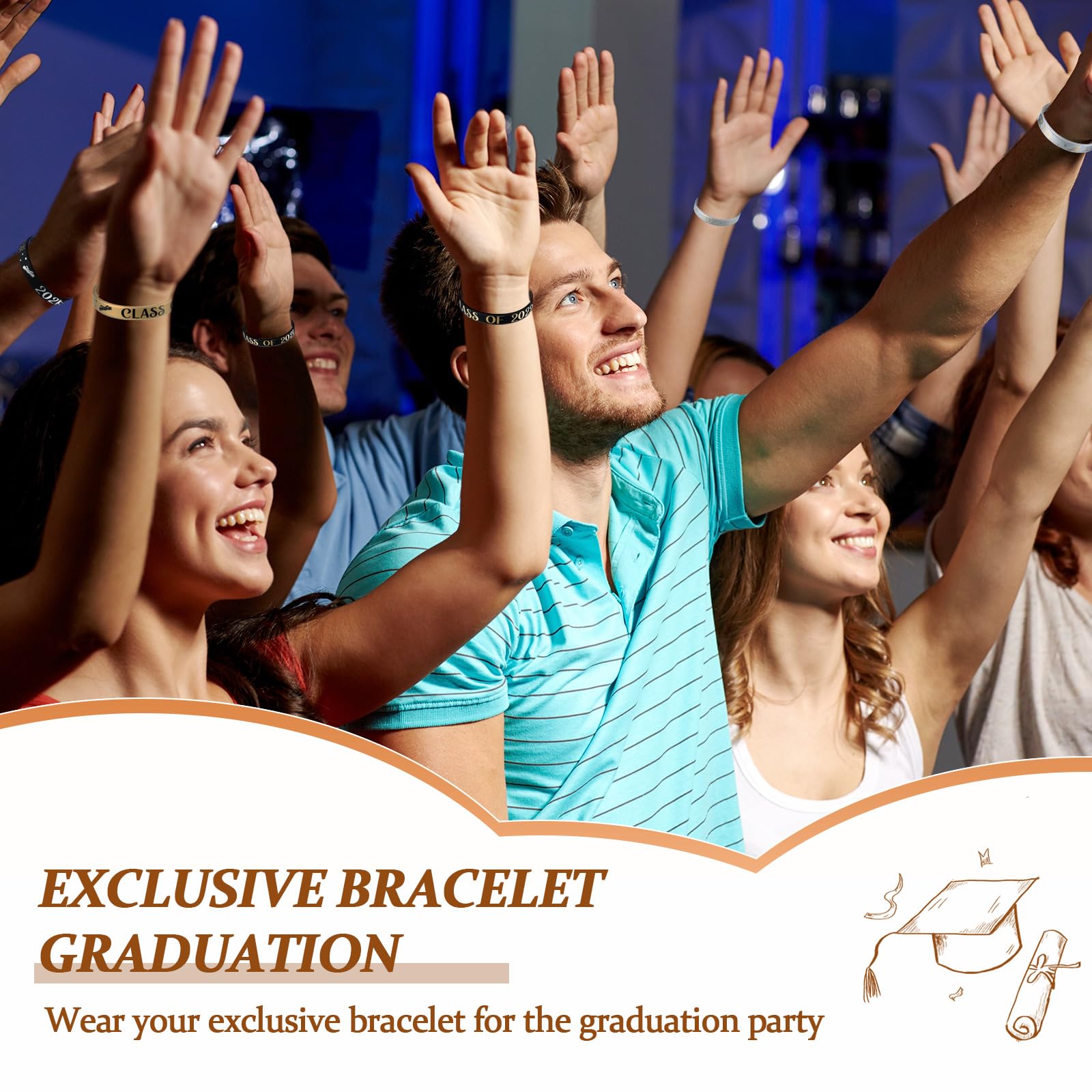 Skylety 24 Pack Class of 2025 Graduation Bracelets - Bulk Silicone Wristbands for Teachers & Students - 2025 Grad Party Supplies - Perfect for Graduation Celebrations, School Events & Commencement Gifts