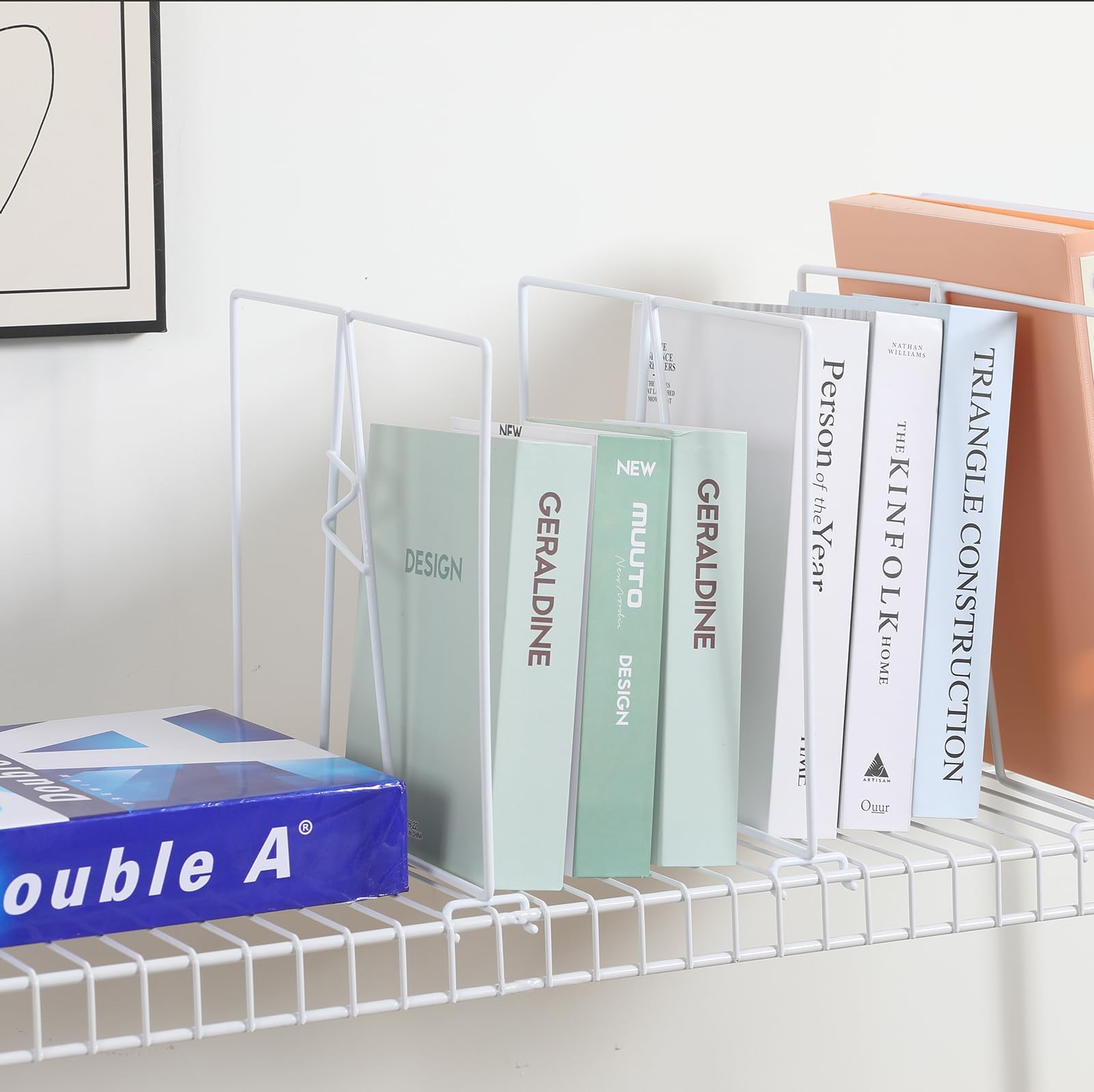 10-Pack White Wire Shelf Dividers - Closet & Pantry Organizer - No-Tool Installation for 12-Inch Deep Wire Shelves - Durable PE Coated Steel - Perfect for Garage, Kitchen, Laundry Room & Closet Storage Organization