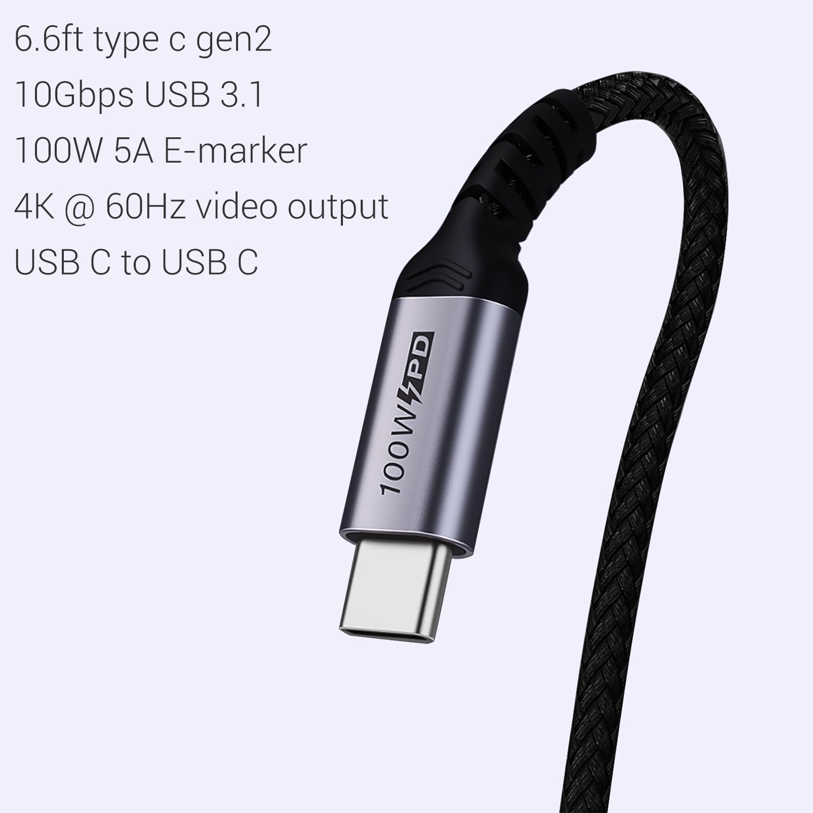 2-Pack 6ft USB C to USB C Cable - 100W Fast Charging, 10Gbps High-Speed Data Transfer, 4K@60Hz Video Output - Compatible with MacBook, iPad Pro, Galaxy S23 & More - Perfect for Home, Office & Travel Charging