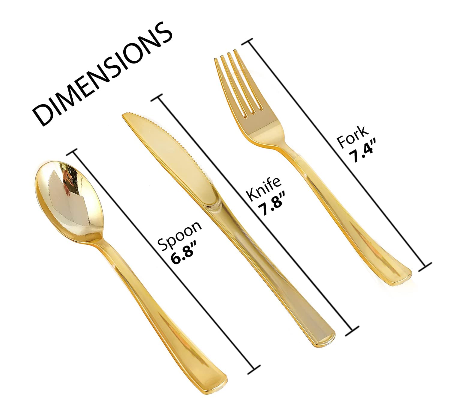 150-Piece Premium Heavy-Duty Gold Plastic Cutlery Set - 50 Forks, 50 Knives, 50 Spoons - BPA-Free Disposable & Reusable Gold Flatware for Parties, Weddings, Catering, Events - Elegant Dining for Home, Restaurant, Picnic & Outdoor Gatherings