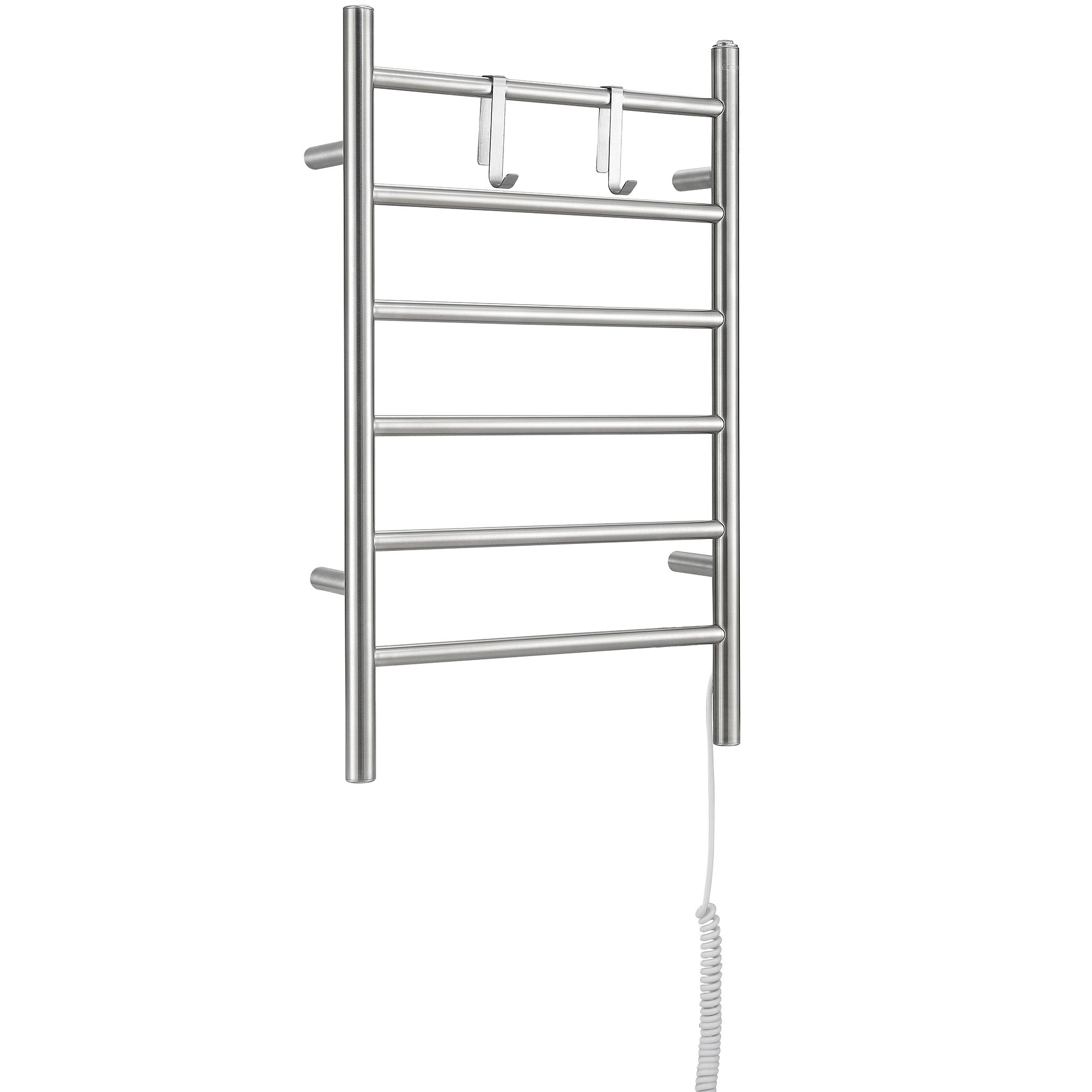 Ancona Comfort Dual 6 Bar Hardwired & Plug-in Electric Towel Warmer - Brushed Stainless Steel with 2 Adjustable Hooks - Perfect for Bathroom, Spa & Luxury Home Use