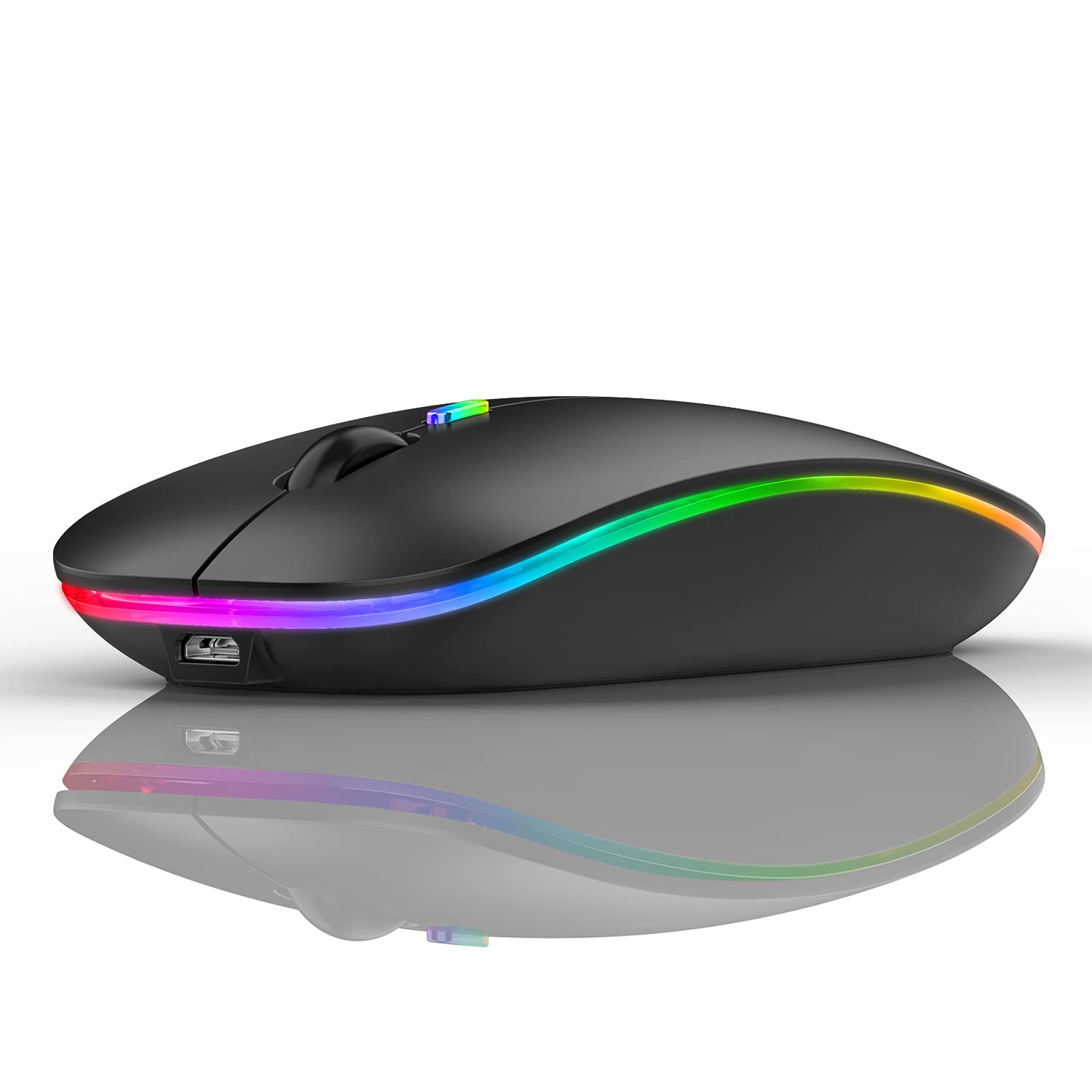 Neises LED Bluetooth Mouse for MacBook Pro/Air, iMac, iPad - Wireless Rechargeable Mouse for Mac & PC (Black) - Perfect for Work, Travel & Home Office Use