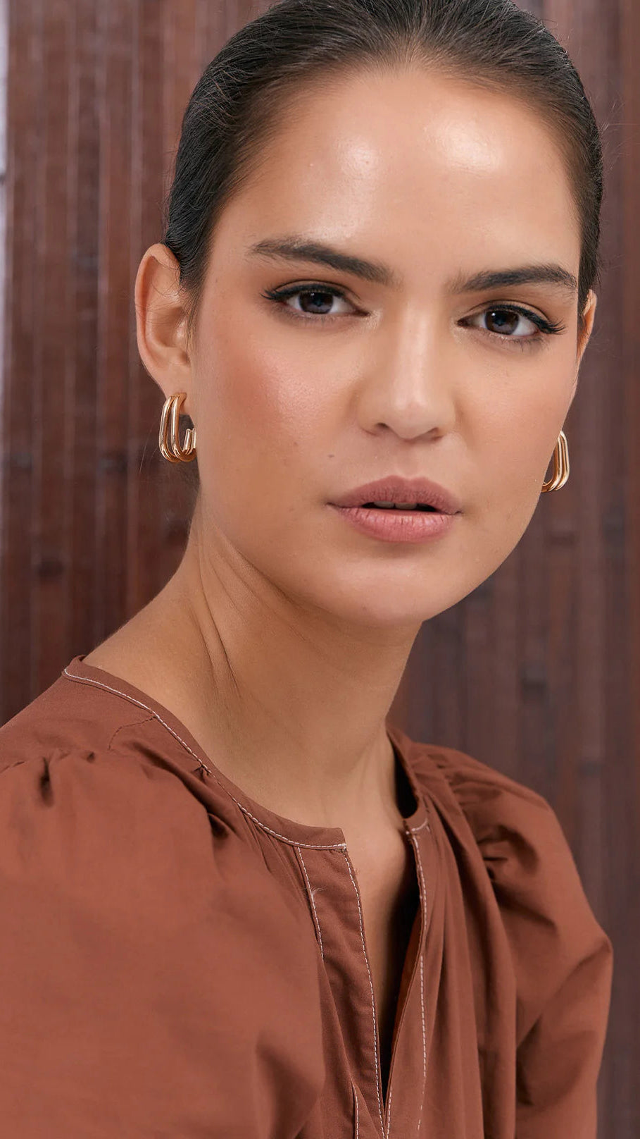Double Curved Front Stud Earrings - 14K Gold Plated Elegant Dainty Earrings for Women, Perfect for Everyday Wear, Parties & Special Occasions