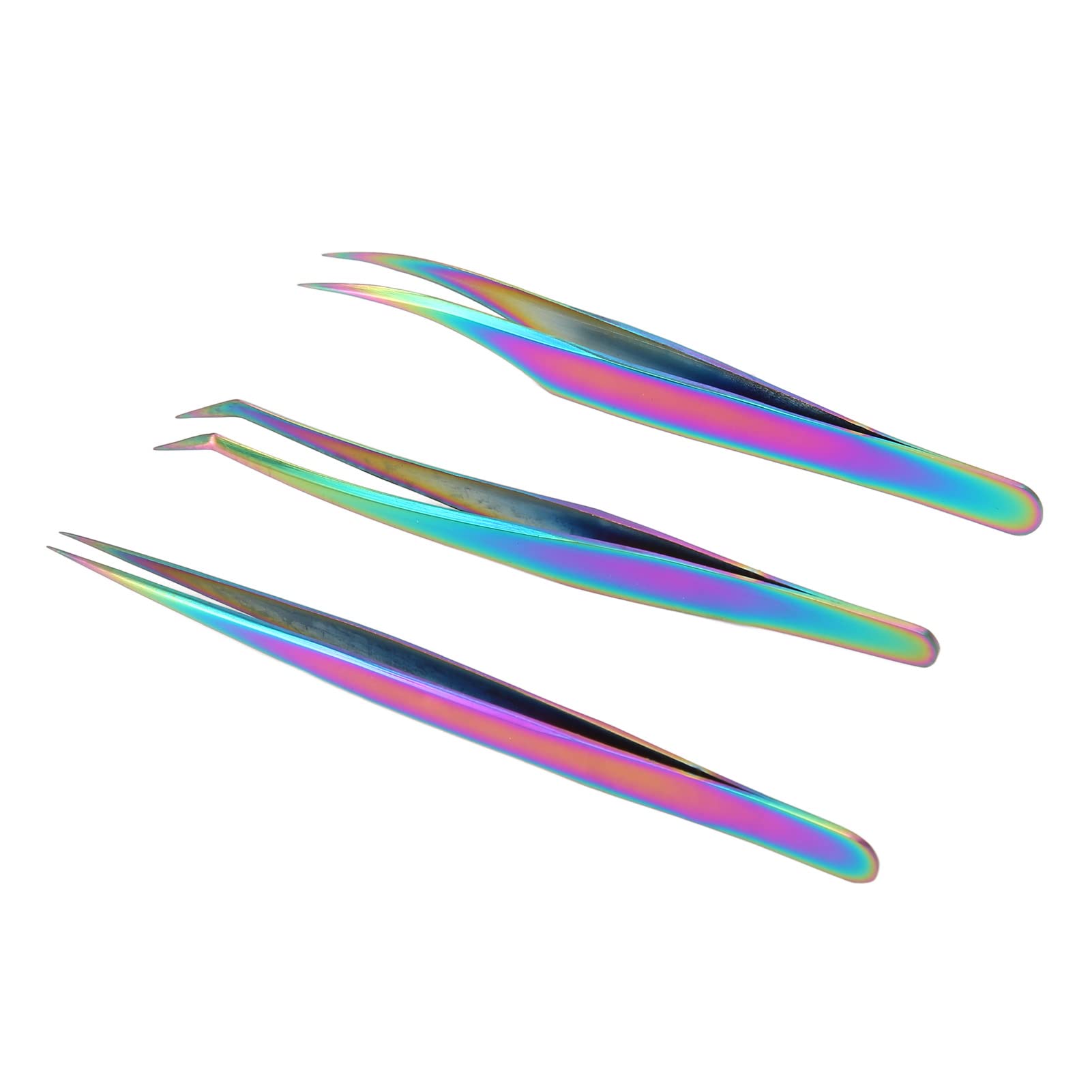 Professional Stainless Steel Eyelash Tweezers Set - False Eyelash Grafting Tools with Case for Makeup Artists & DIY Beauty - Portable Design for Salon, Home Use & Travel