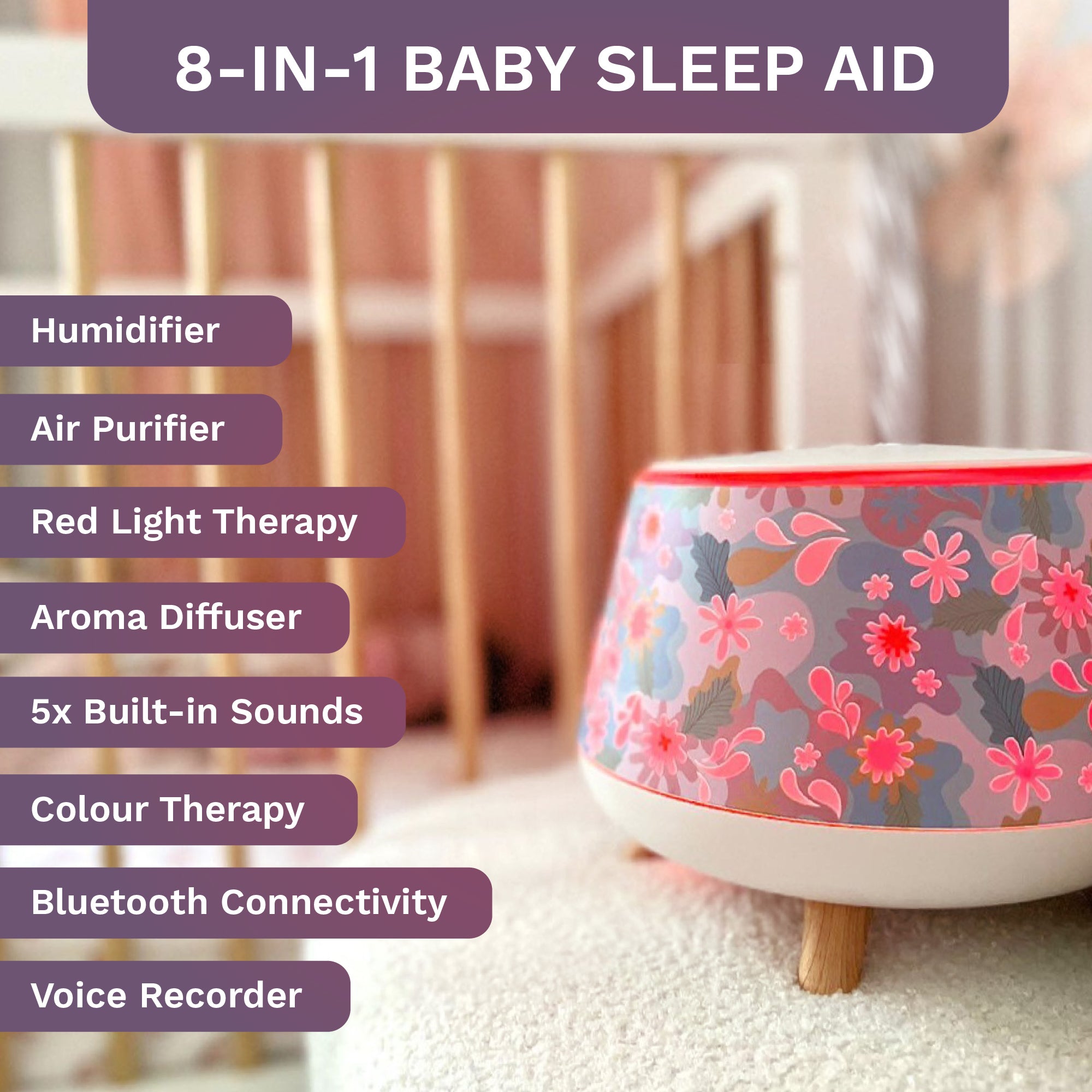 Aroma Snooze Plus 8-in-1 Essential Oil Diffuser Humidifier Kit with 2 Essential Oils & 3 Covers - Perfect for Bedroom, Office, Yoga Studio Relaxation and Aromatherapy