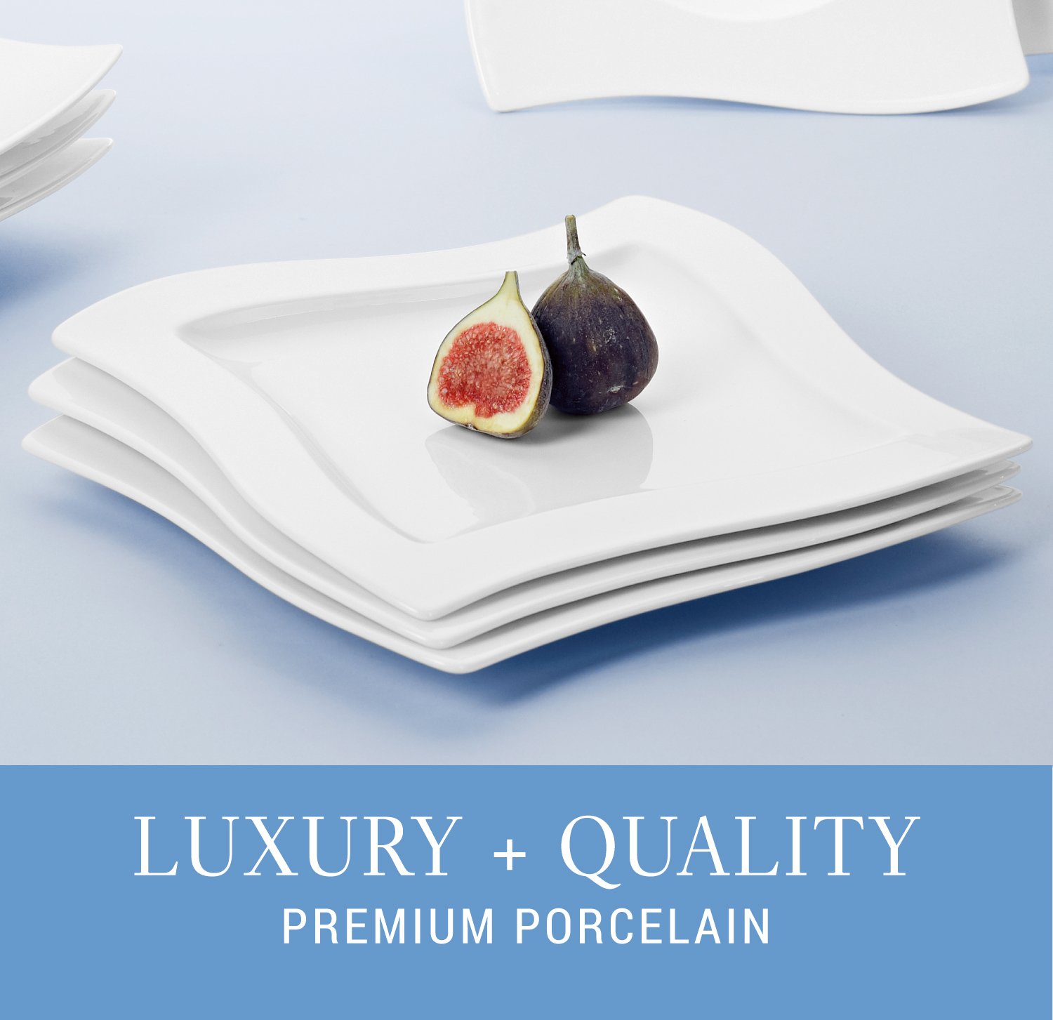 Villeroy & Boch New Wave Square Salad Plates Set of 4 - Modern Dinnerware for Entertaining, Restaurant Style Serving & Everyday Use