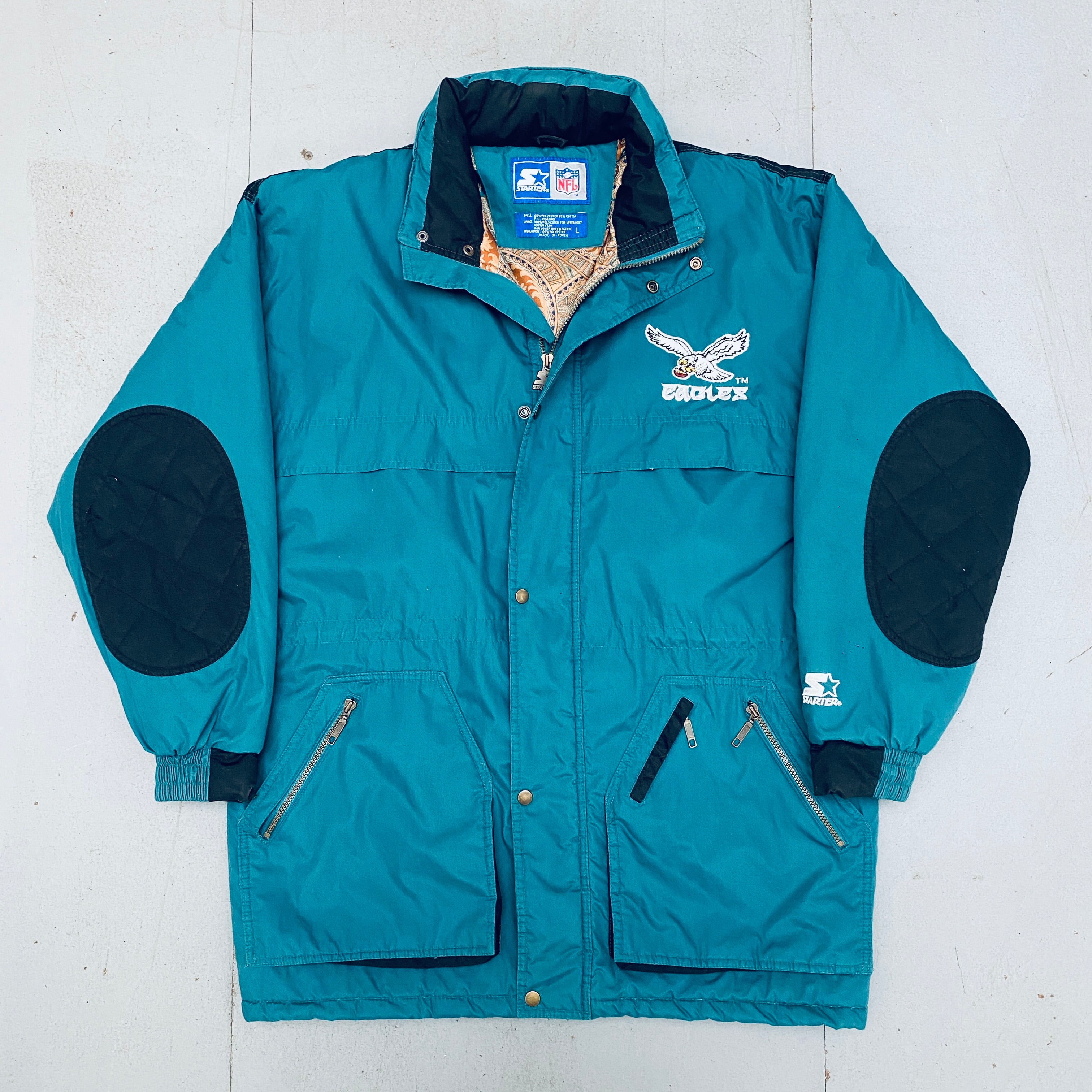 Philadelphia Eagles 1990s Full-Zip Starter Trench Coat - Vintage NFL Jacket for Men (Size Large) | Game Day Outfit, Football Fan Apparel, Retro Sports Fashion