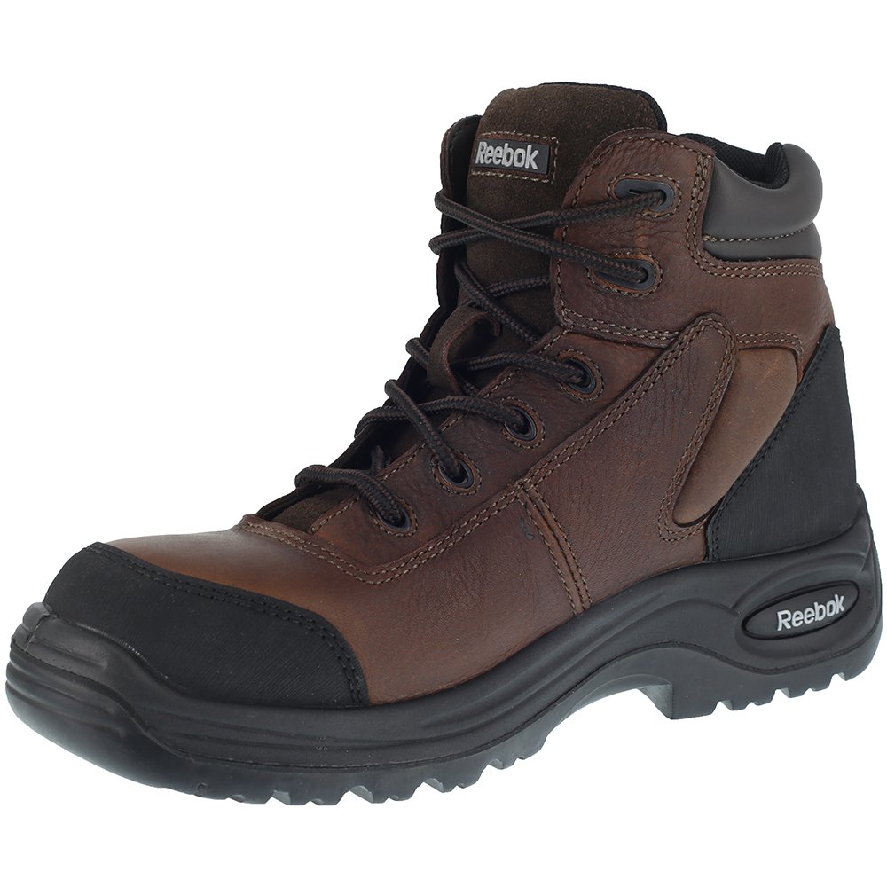 Reebok RB7755 Men's 6-Inch Composite Toe Work Boots - Brown Safety Shoes for Construction, Warehouse & Outdoor Work - Non-Slip Trainex Work Boots with Sport Design