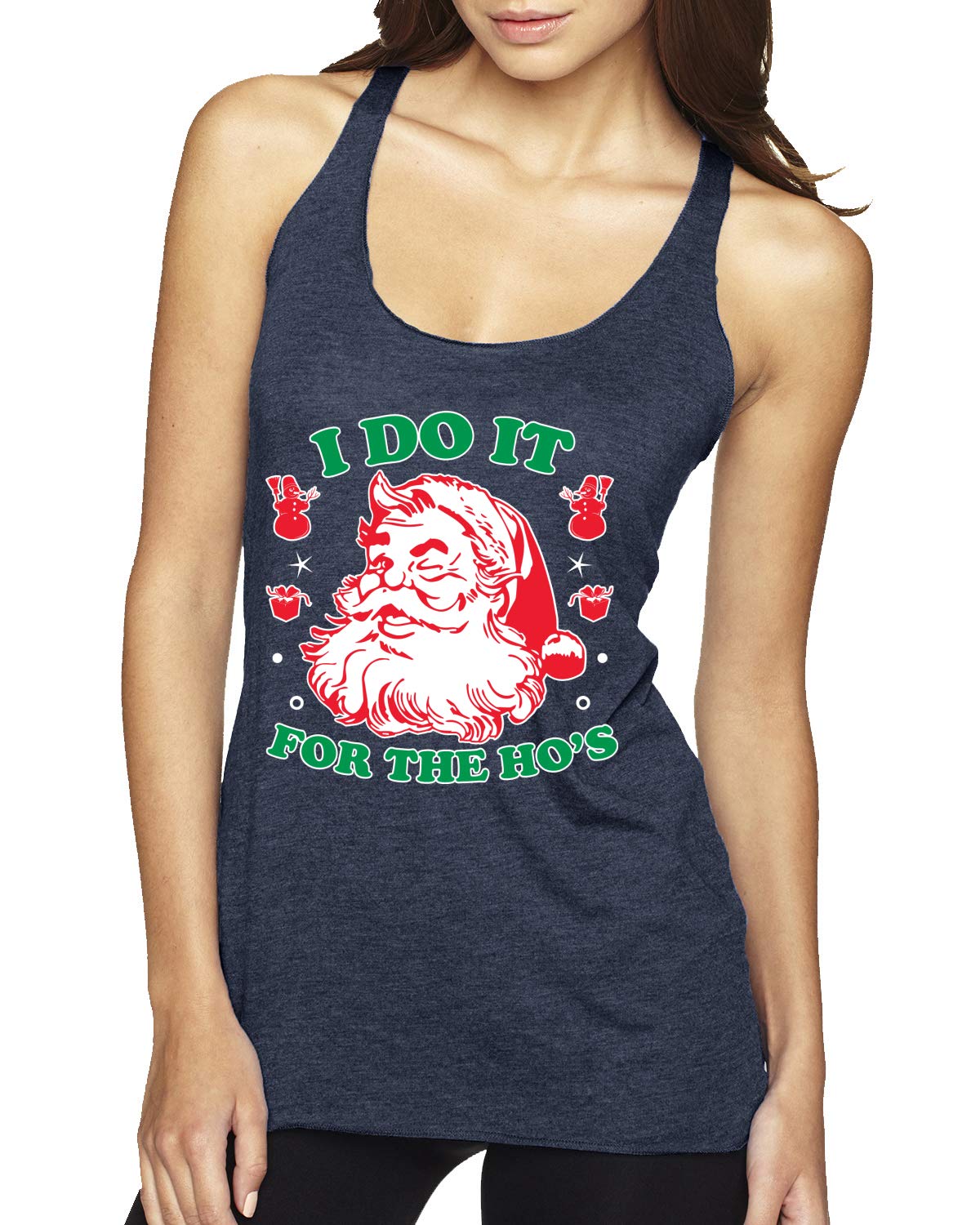 I Do It for The Hos Christmas Tri-Blend Racerback Tank Top - Festive Holiday Party Outfit & Casual Wear for Women
