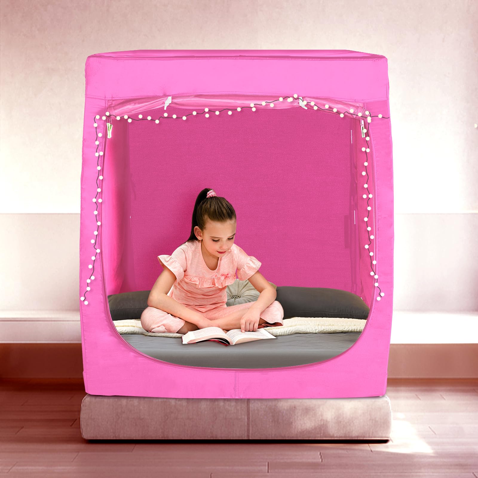 **Full Bed Canopy Tent - Portable Blackout Sleeping Tent for Kids & Adults, 80% Light Blocking with 3 Doors, Breathable Private Space - Perfect for Camping, Bedroom, and Indoor Relaxation**