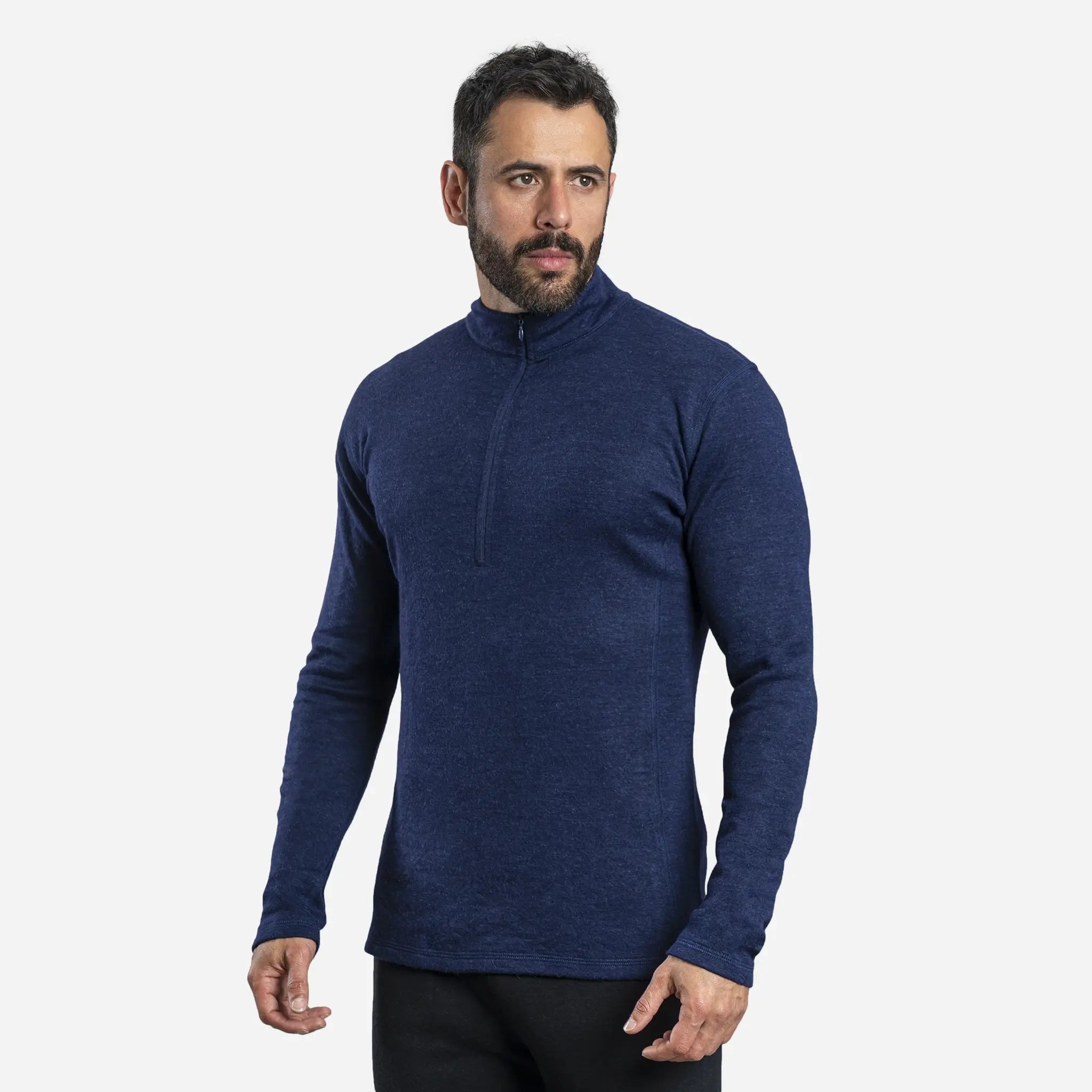 Men's Alpaca Wool Base Layer - 300 Lightweight Half Zip Thermal Shirt for Hiking, Skiing & Winter Outdoor Activities