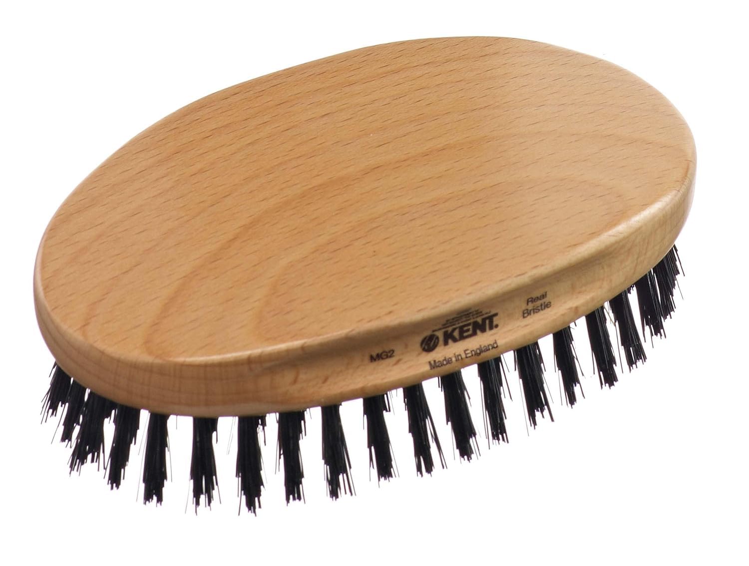 Kent MG2 Boar Bristle Hair Brush for Men - Military Style for Fine Hair & Waves | Travel & Grooming Essential