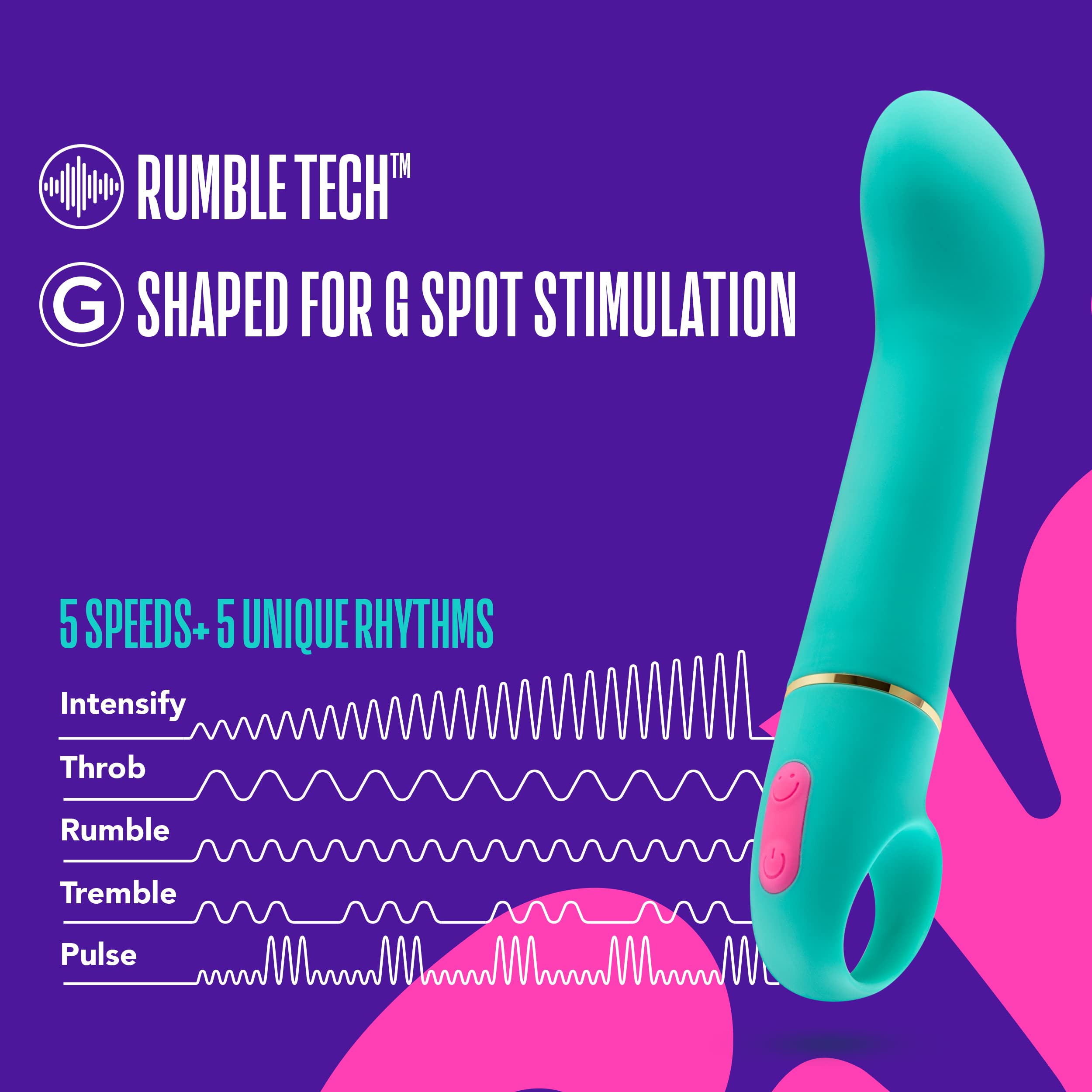 Blush Novelties Aria Flirty AF Silicone Vibrator – Powerful Rumbly G-Spot Stimulator with 10 Vibration Modes, IPX7 Waterproof & Finger Loop Handle – Premium Sex Toy for Women & Couples – Perfect for Solo Play, Couples Intimacy & Sensual Exploration
