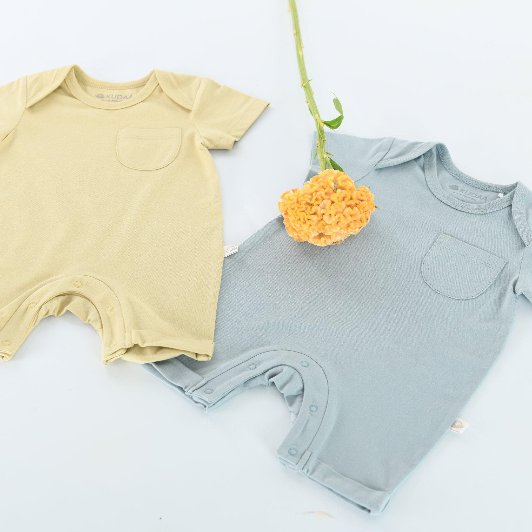 Organic Pick a Pocket Romper - Soft Baby Clothes in Bay Blue | Comfortable & Eco-Friendly Outfit for Newborns, Infants & Toddlers | Perfect for Playtime, Daycare & Family Photos