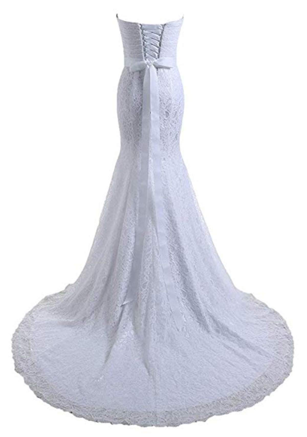 Elegant Women's Lace Mermaid Wedding Dress - A-Line Bridal Gown for Beach, Church & Formal Ceremonies