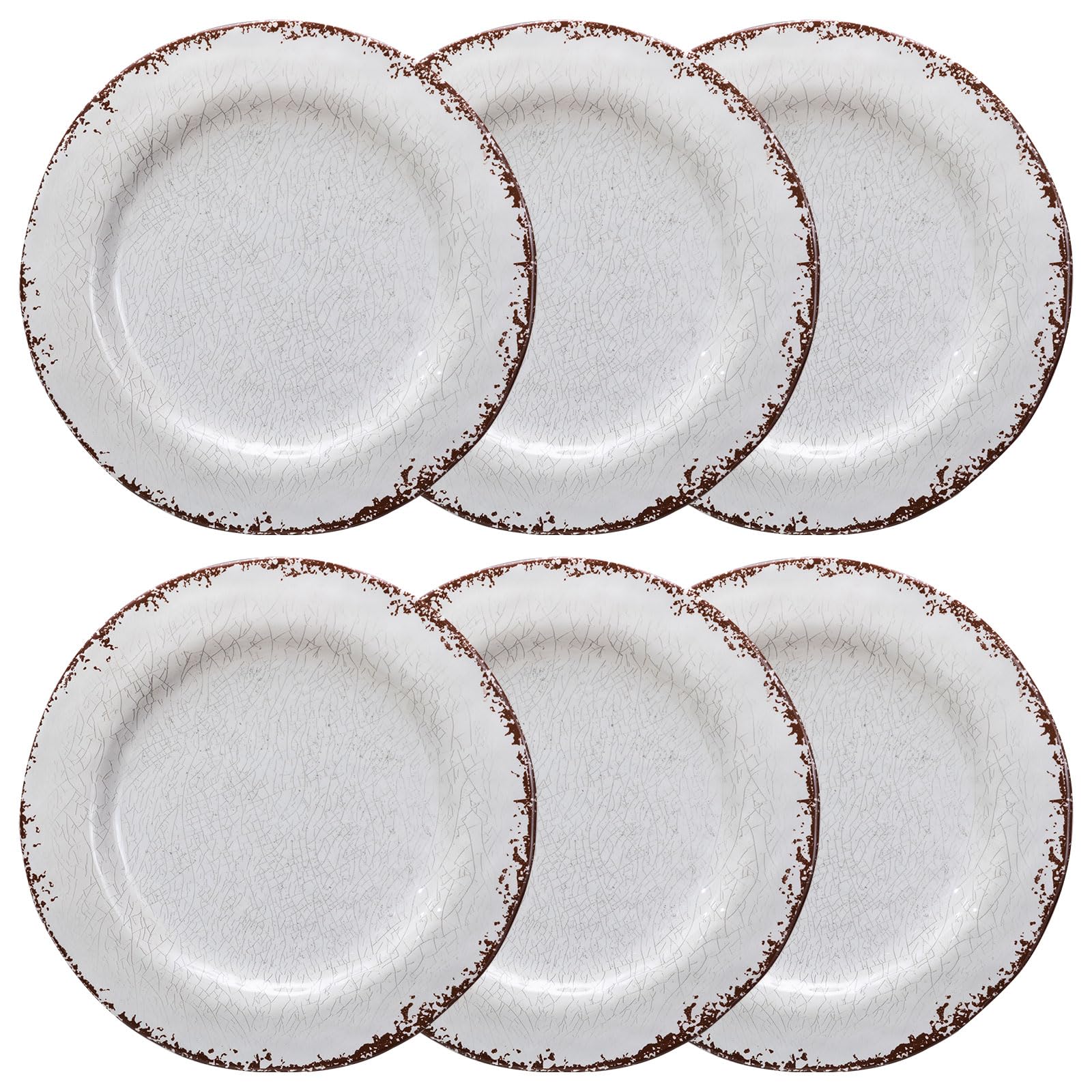 6-Piece White Melamine Dinner Plates - 11