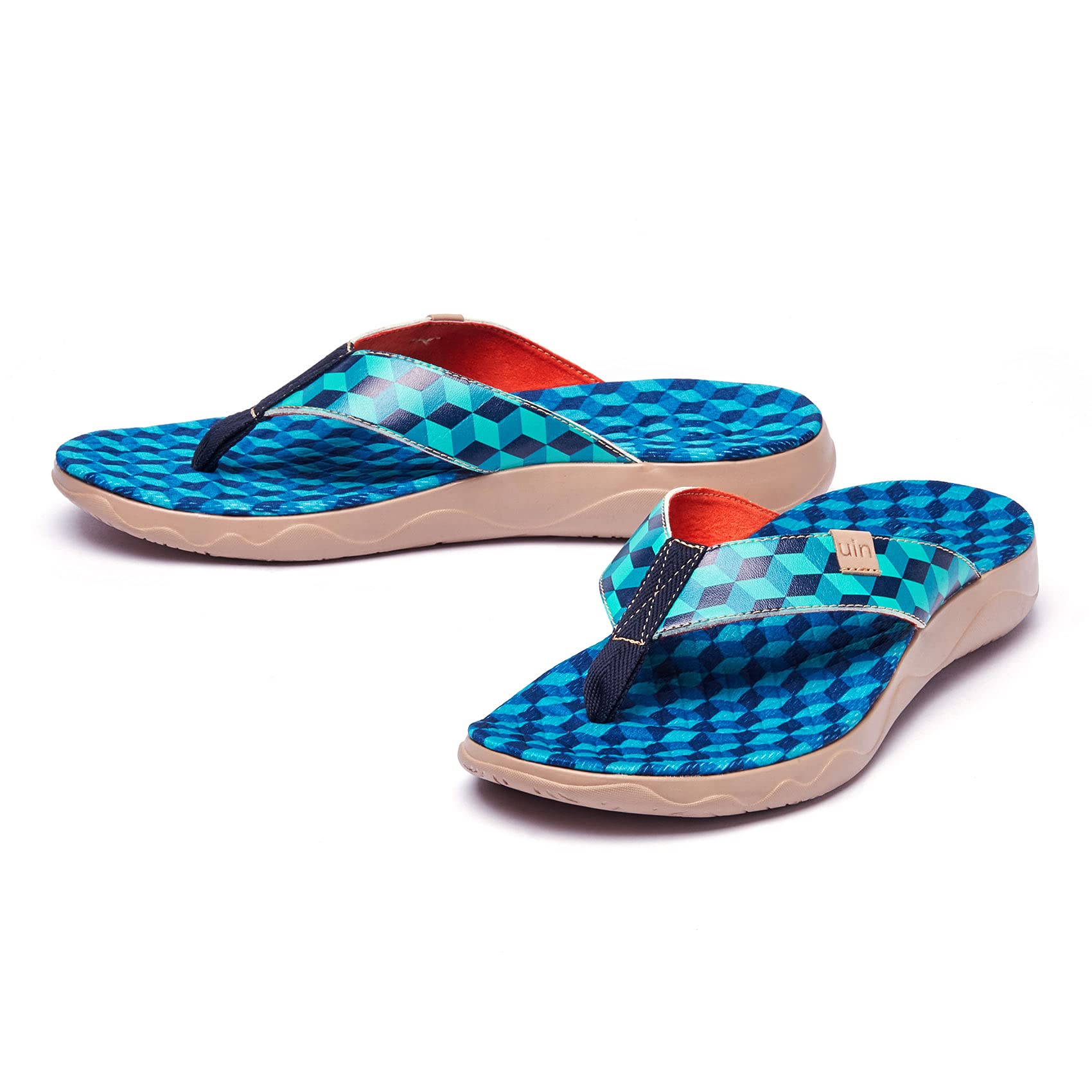 UIN Men's Flip Flops Comfortable Thong Sandals - Breathable Beach Slides with Artistic Painting Design for Summer, Travel & Casual Wear - Perfect for Poolside, Vacation and Outdoor Activities