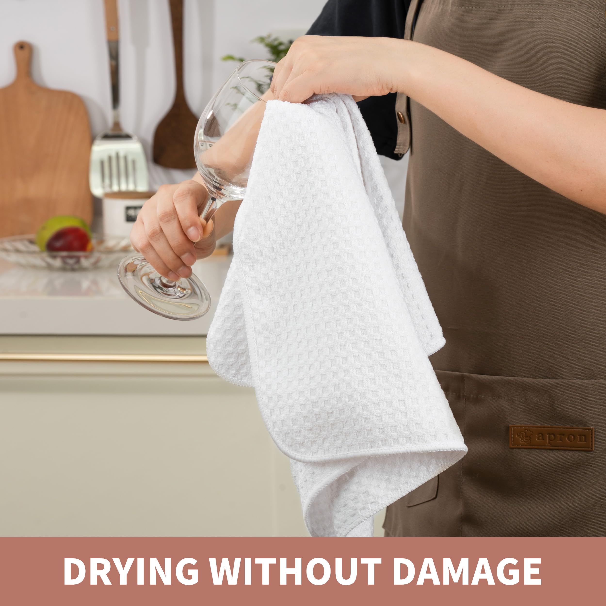 Premium Microfiber Kitchen Towels Set of 2 - Super Absorbent Waffle Weave Dish Cloths (16x28 Inches) - Quick Drying & Lint-Free for Dishes, Countertops & Glass Cleaning