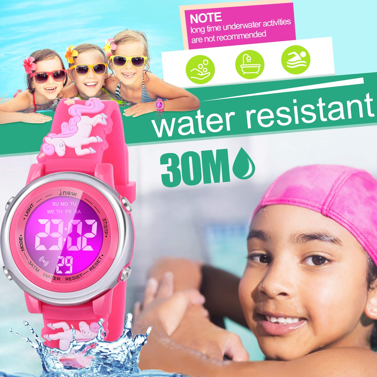 Waterproof Digital Watch for Girls Age 3-10 with Alarm - Best Birthday & Christmas Gift for Little Girls - Perfect for School, Swimming & Outdoor Activities
