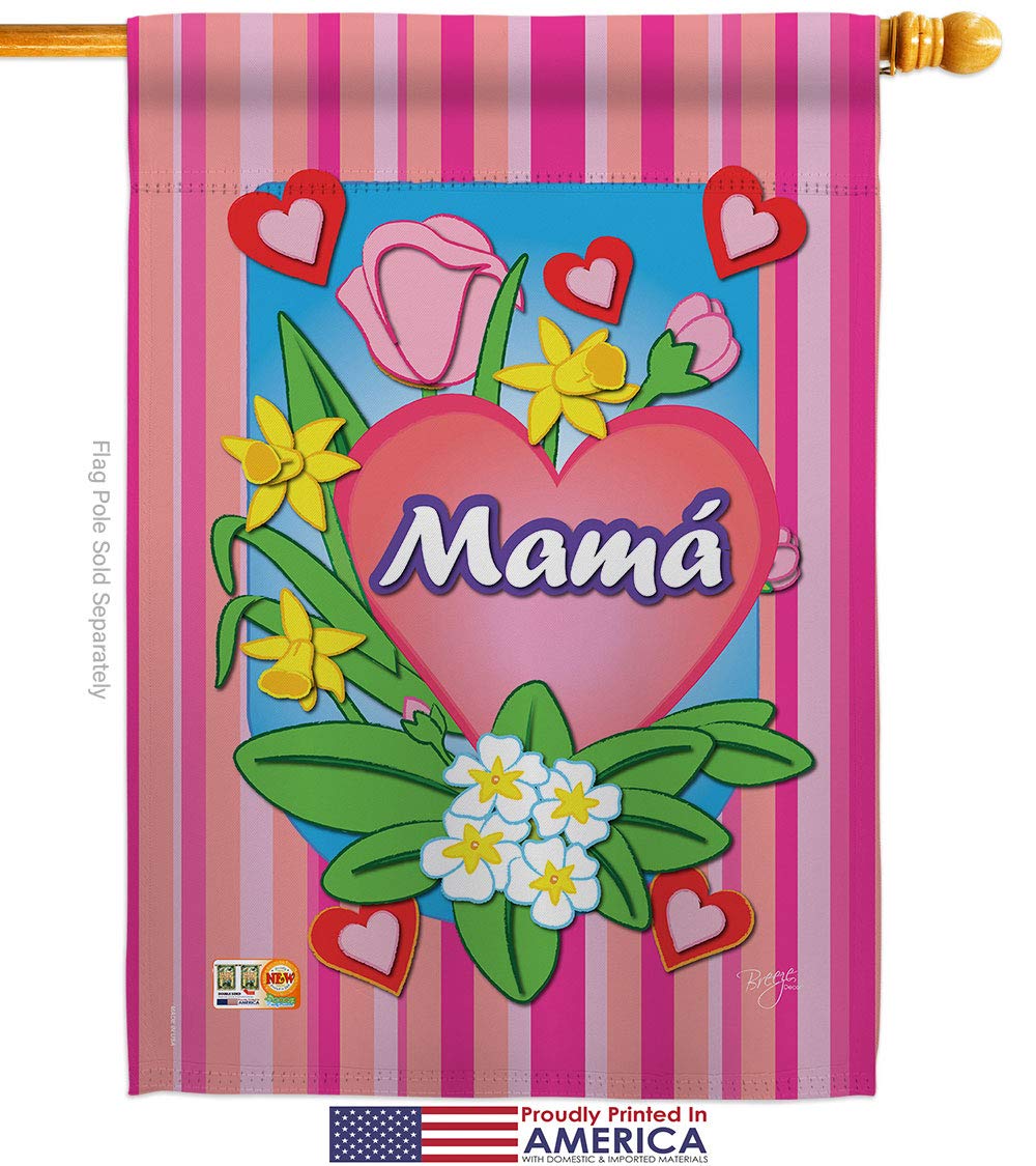 Breeze Decor Mamá Summer House Flag 28x40 - Mother's Day Gift for Outdoor Decor
