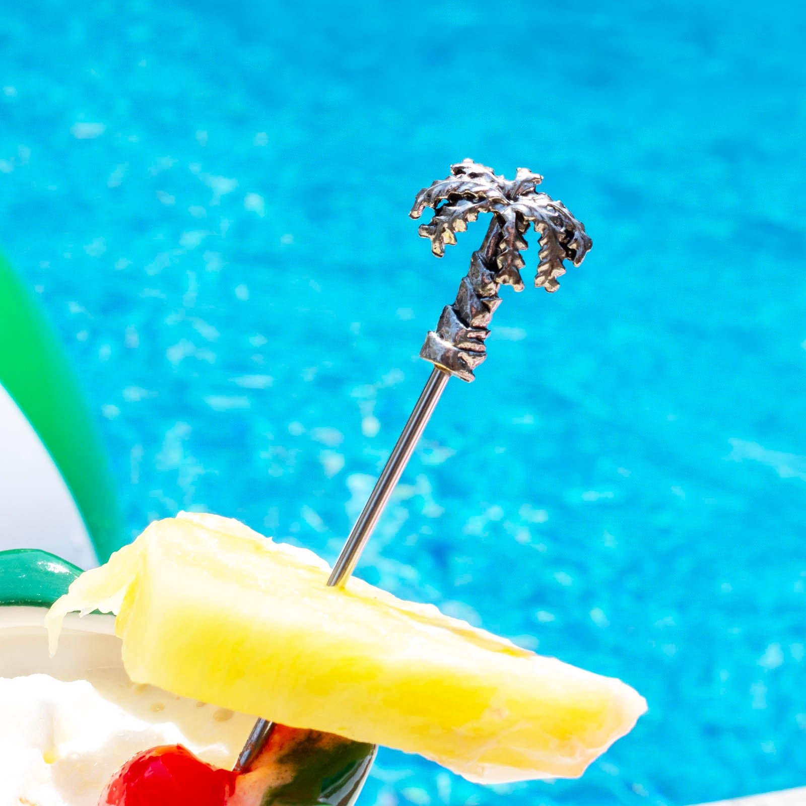 BarConic® 4-Pack Palm Tree Cocktail Picks - Tropical Drink Garnish for Summer Parties, Poolside Cocktails & Hawaiian Themed Events