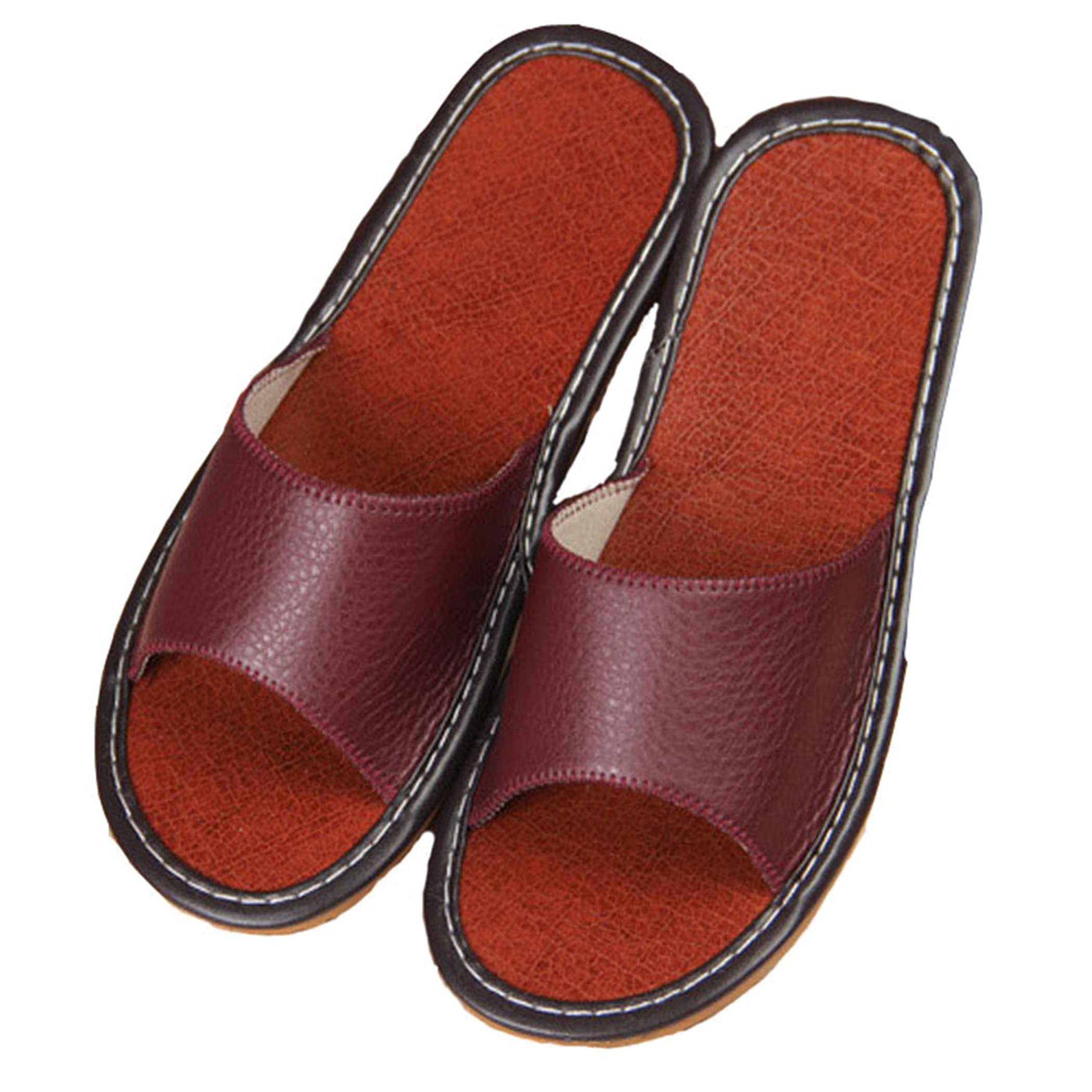 YILANLAN Women's Summer Leather Sandals - Non-Slip Bathroom Slippers, Comfortable Couple Home Floor Sandals for Swimming & Shower Use