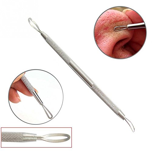 Stainless Steel Double-Sided Blackhead & Pimple Remover Tool - Curved Blemish Extractor for Face Cleaning | Acne Treatment & Skin Care | Perfect for Home Spa & Daily Skincare Routine