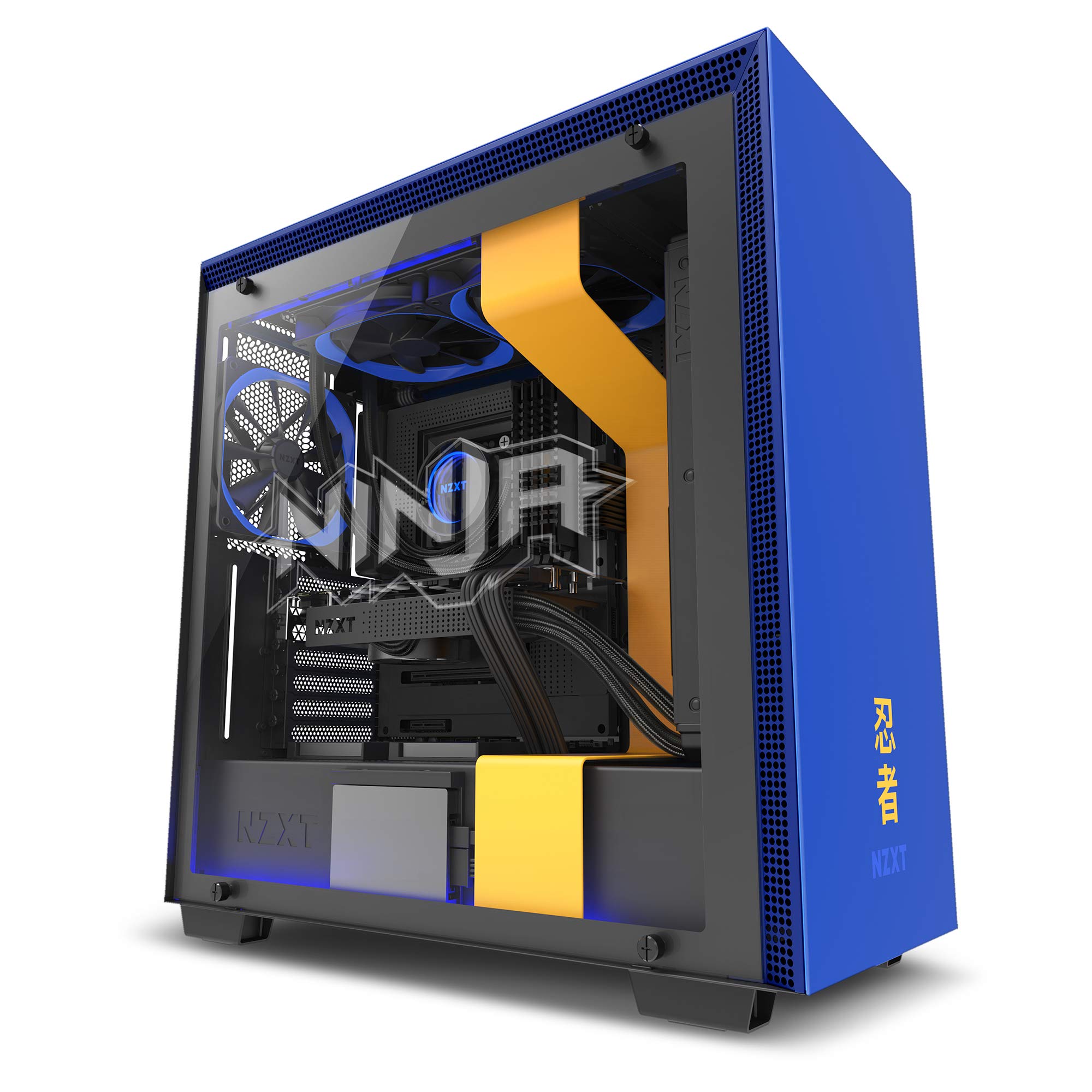 NZXT H700 ATX Mid-Tower PC Gaming Case with Tempered Glass Panel | Enhanced Cable Management & Water-Cooling Ready | Yellow/Blue Design | Perfect for High-Performance Gaming Rigs & Custom PC Builds