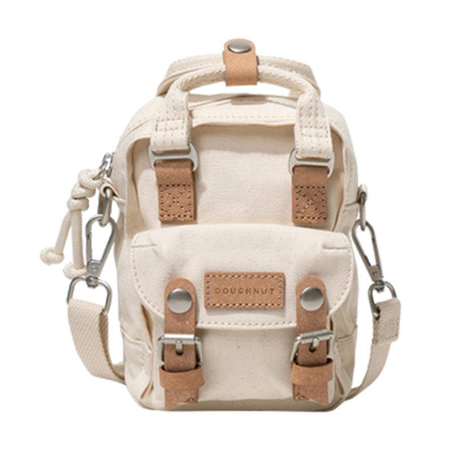 DOUGHNUT Macaroon Tiny Organic Cotton Backpack - Beige | Lightweight Mini Backpack for Women & Girls | Perfect for School, Travel & Everyday Use