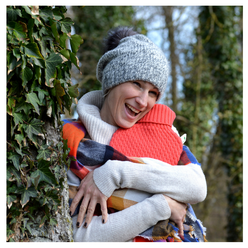 1.8L Rubber-Free Hot Water Bottle with Soft Knitted Coral Cover - Perfect for Pain Relief, Warmth & Comfort at Home, Office or Travel