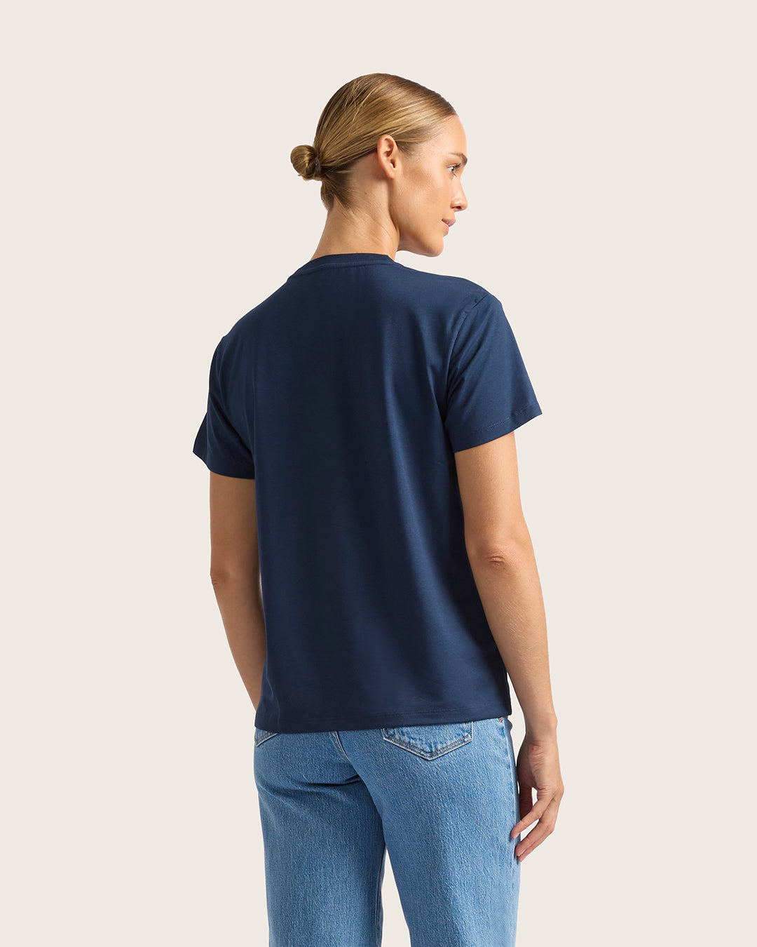Women's Classic Crew Neck T-Shirt - Soft Cotton Casual Tee in Navy Blue | Perfect for Everyday Wear, Layering & Outfits
