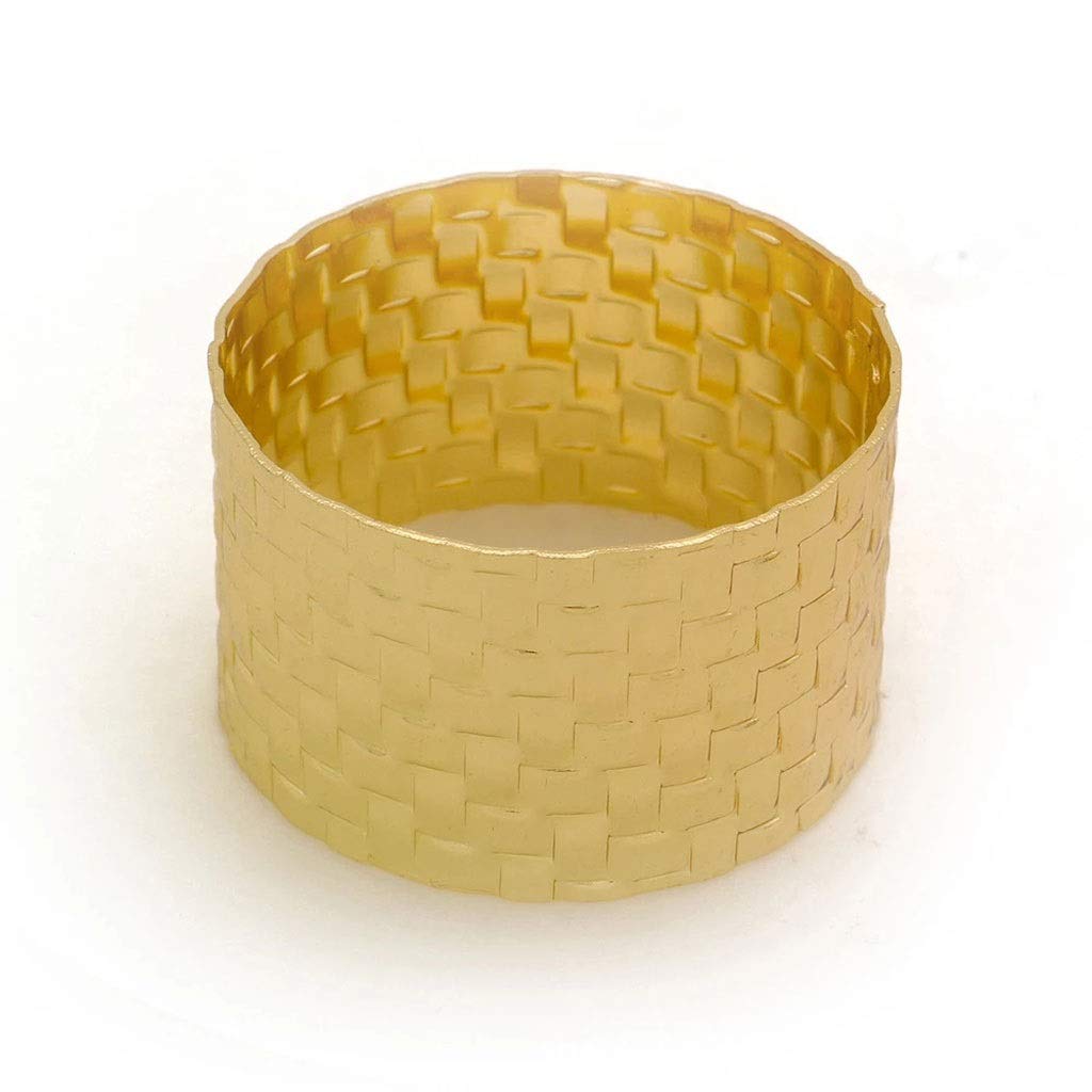 4 Pcs Gold Square Pattern Napkin Rings - Elegant Table Decor for Weddings, Parties & Restaurants | Handmade Napkin Holders for Fine Dining & Hotel Supplies | Perfect for Holiday Tablescapes & Formal Dinner Settings