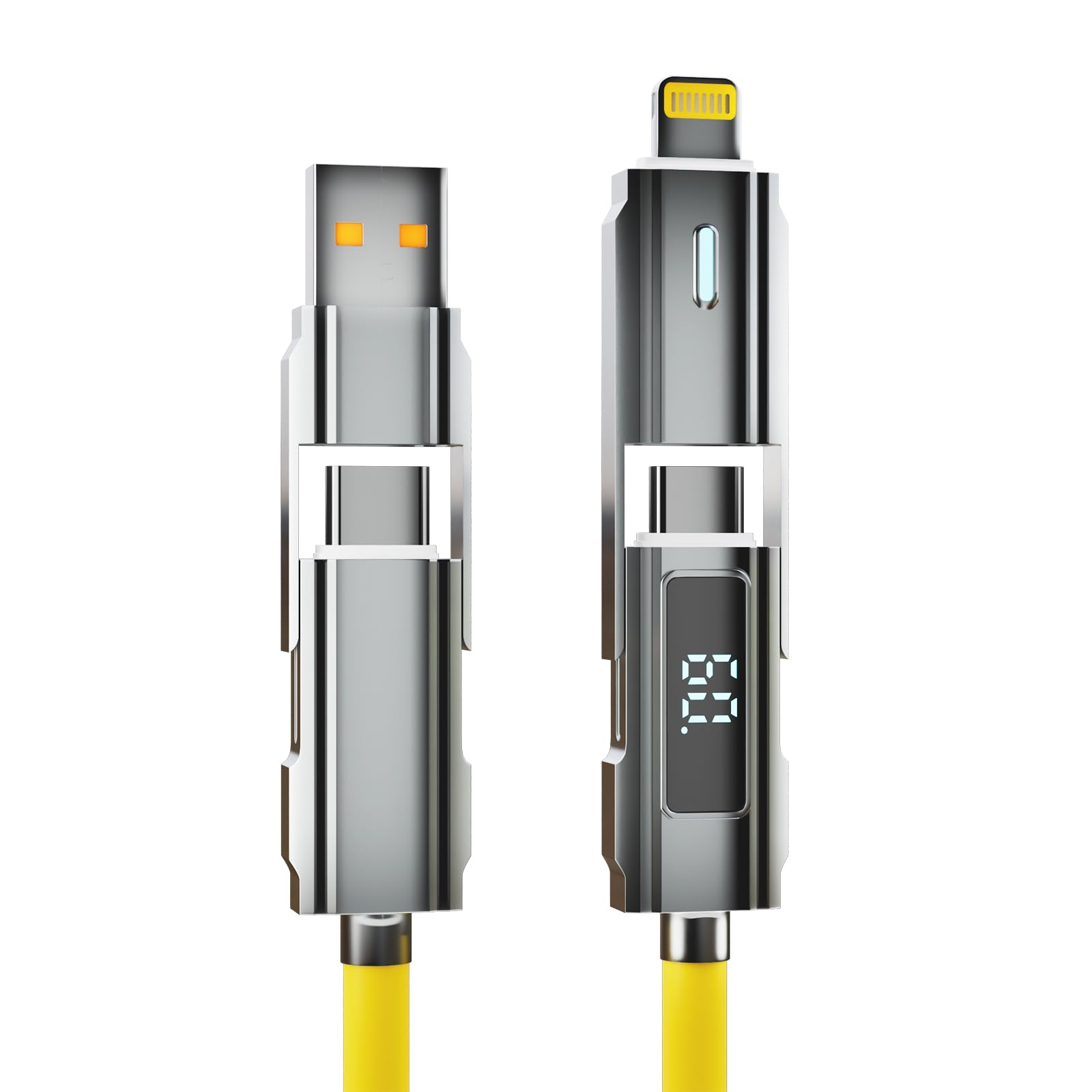 1M 4-in-1 Silicone Fast Charging Cable - 60W USB C Cable, Lightning Cable, USB C to Lightning, USB C to Type C, USB A to Lightning, USB A to Type C - Perfect for iPhone, Android, iPad, MacBook & Travel Charging