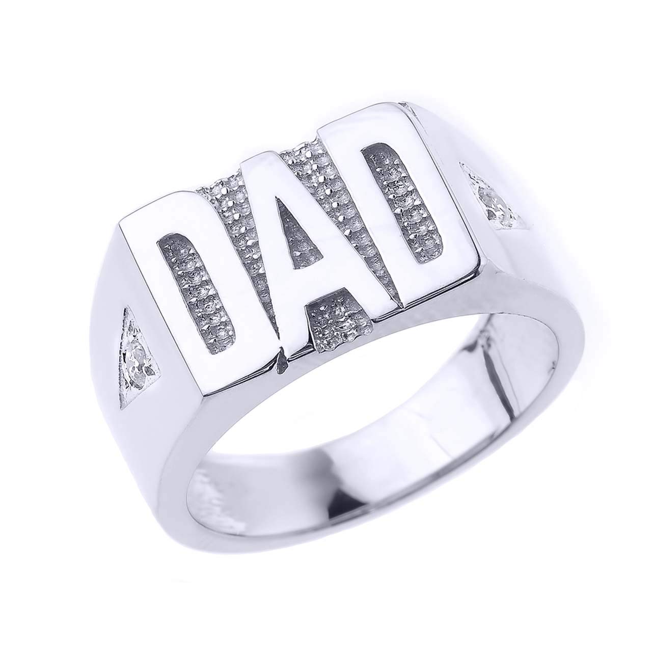 925 Sterling Silver Men's Diamond Accent Dad Ring - Elegant Gift for Father's Day, Birthday & Anniversary - Perfect for Everyday Wear & Special Occasions