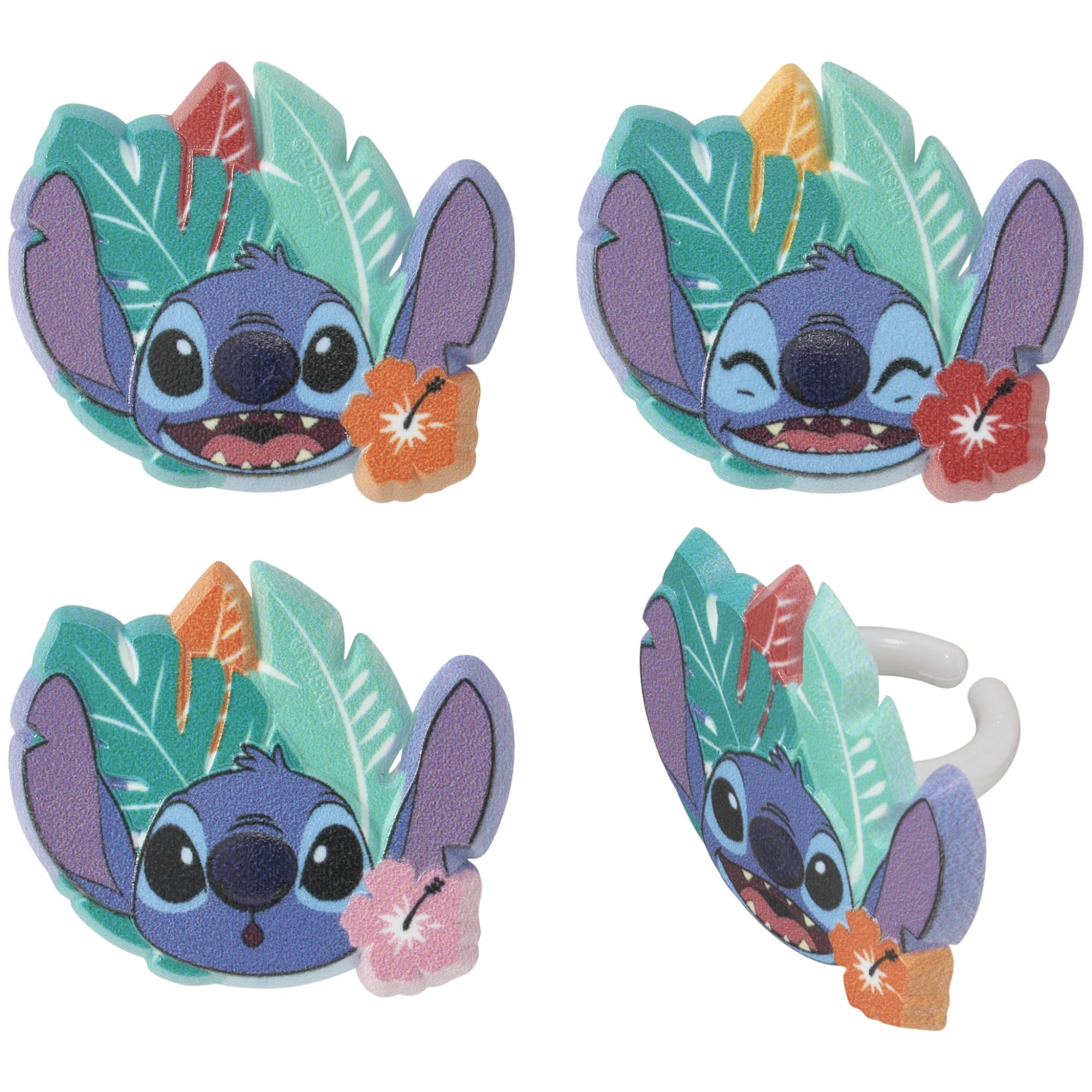 Disney Stitch 'Ohana Cupcake Rings - 24 Pack Lilo & Stitch Cake Toppers for Birthday Parties, Baby Showers & Celebrations | Food Safe Cupcake Decorations for Cakes, Cupcakes & Desserts