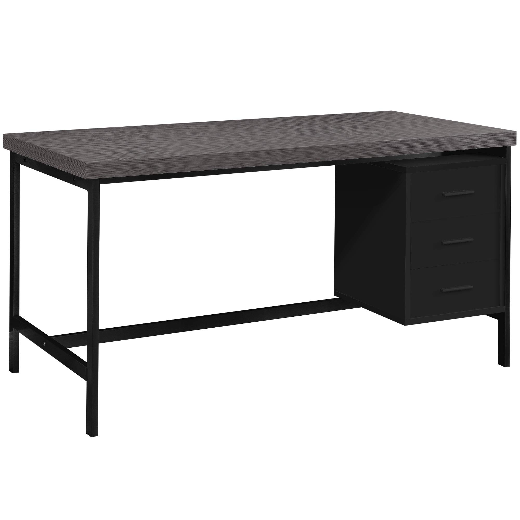 Ergonomic 60-Inch Computer Desk with Black Metal Frame & Grey Top - Perfect for Home Office, Gaming, and Study Spaces