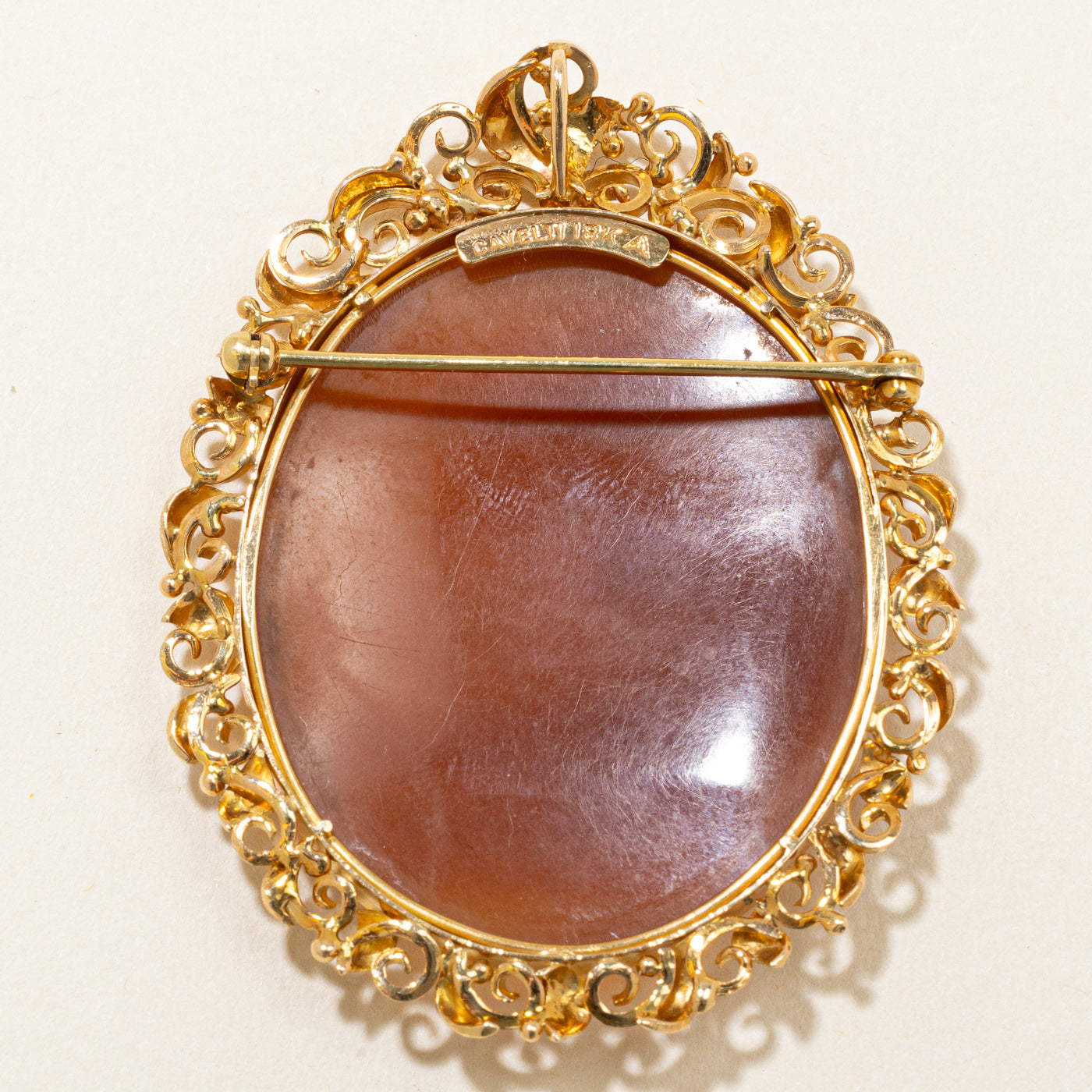 Vintage 'Cavelti' Carved Shell Cameo Brooch & Pendant - 30.00ct Genuine Cameo Jewelry - Elegant Antique Pin & Necklace for Women - Perfect for Weddings, Anniversaries & Special Occasions