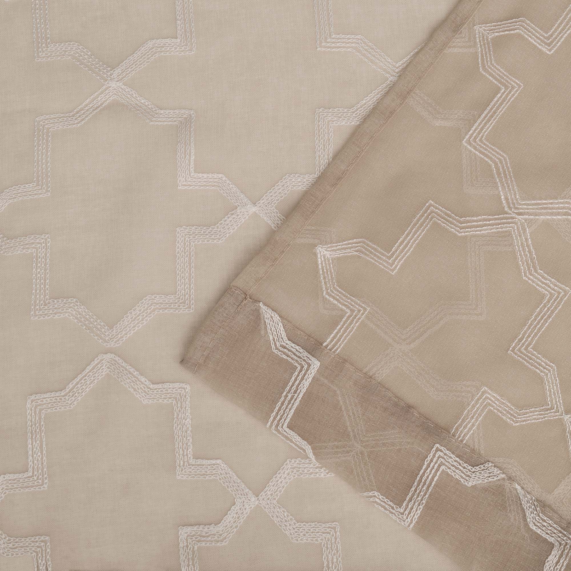 Embroidered Quatrefoil Semi-Sheer 2-Piece Curtain Panel Set - Elegant Window Treatment for Living Room & Bedroom Decor