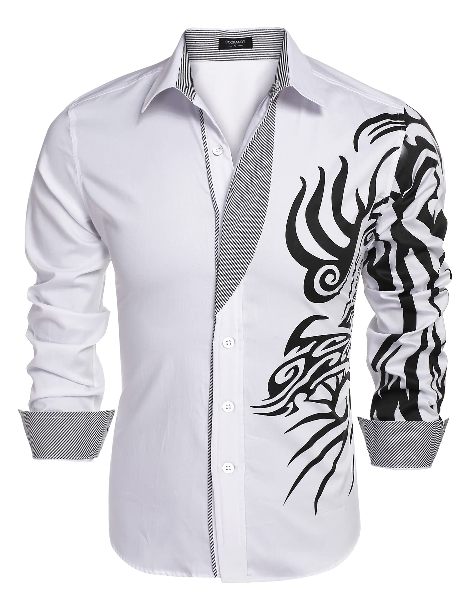 COOFANDY Men's Stylish Printed Button Down Dress Shirt - Long Sleeve Casual Business Shirt for Office, Party & Date Night | Comfortable & Fashionable Men's Work Shirt